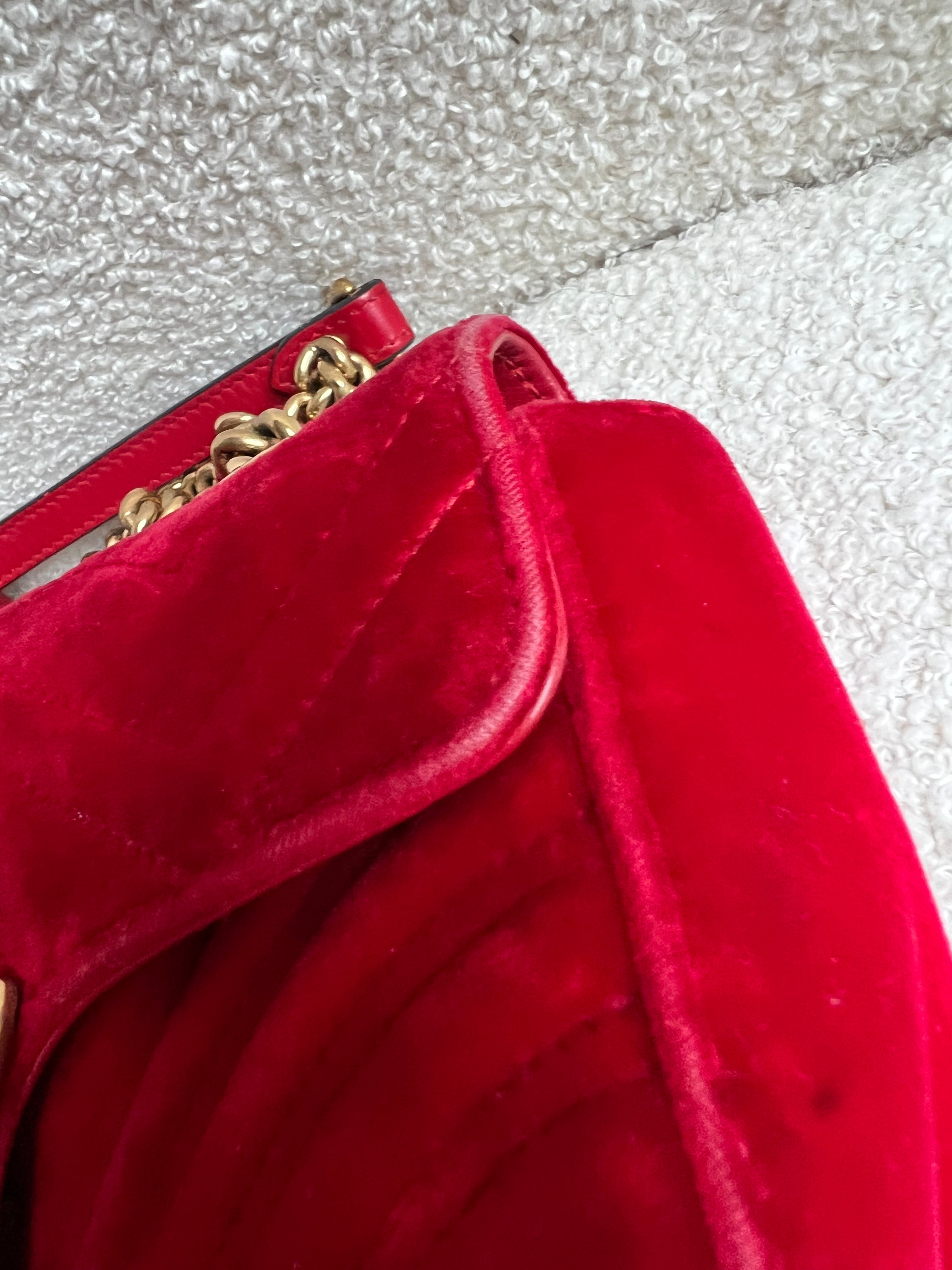 Gucci GG Mini Red Velvet Marmont Mini Shoulder Bag (RRP £1295)