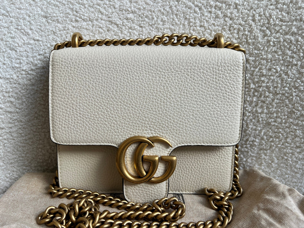 Gucci Cream GG Marmont Chain Mini Bag