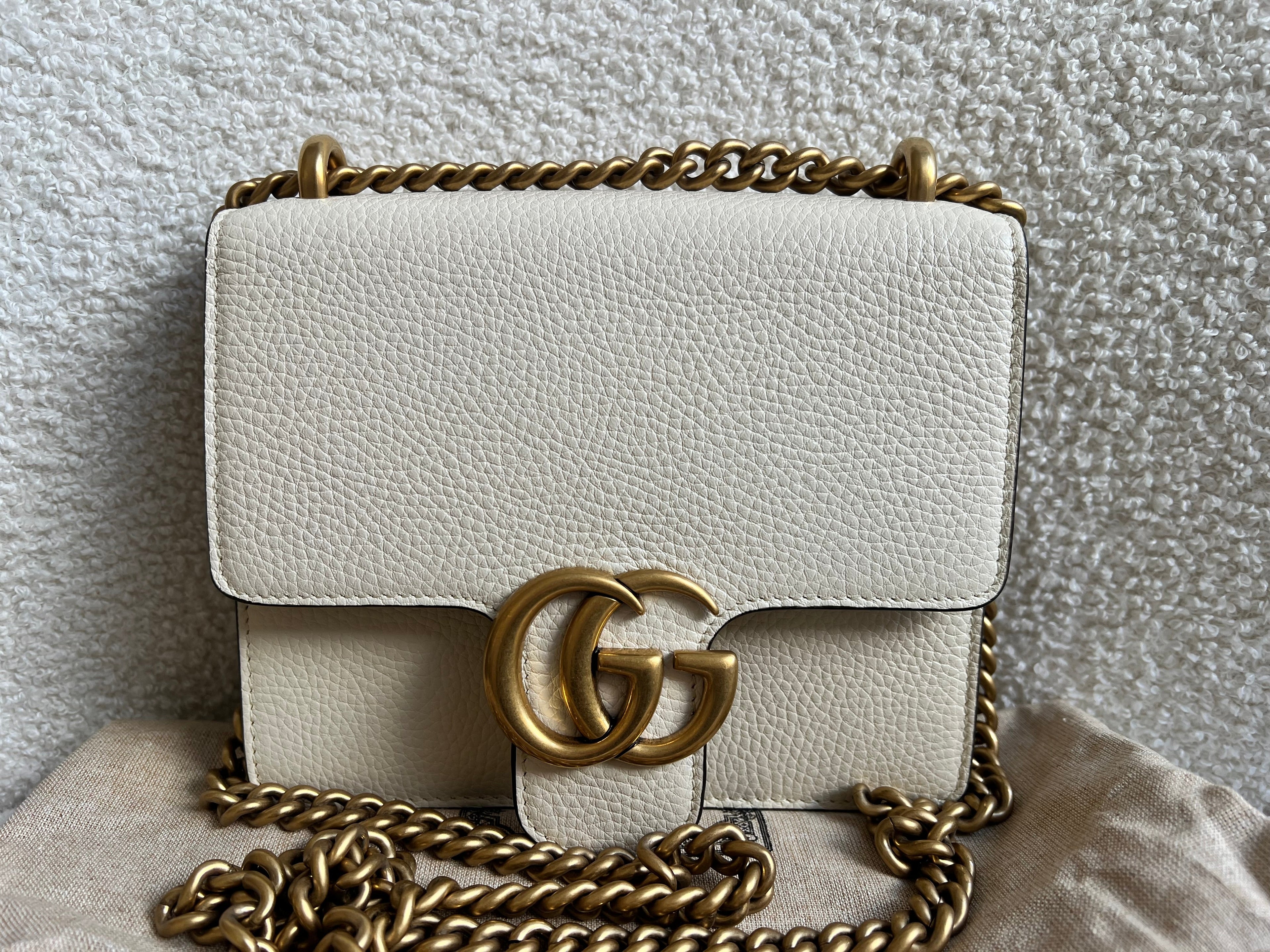 Gucci Cream GG Marmont Chain Mini Bag