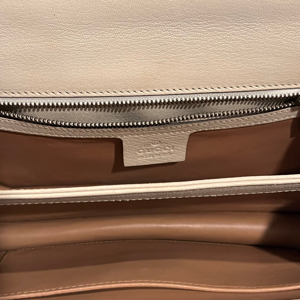GUCCI White Red Goatskin Snakeskin Fox Broche Shoulder Bag