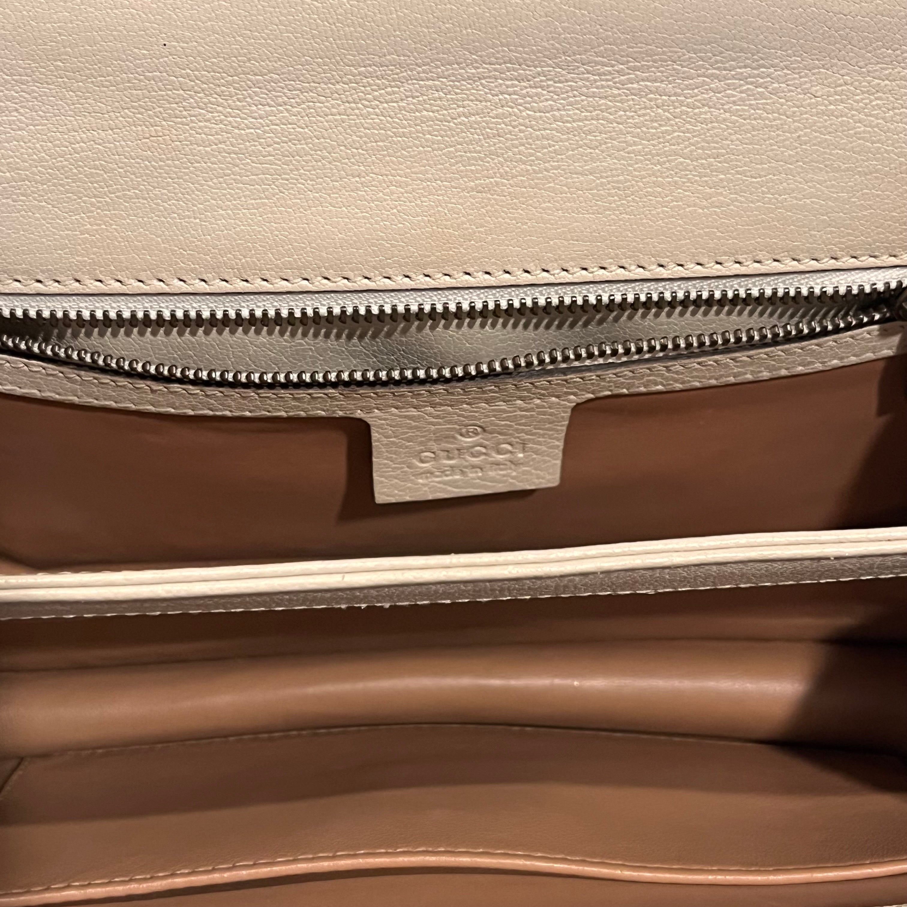 GUCCI White Red Goatskin Snakeskin Fox Broche Shoulder Bag