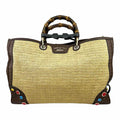GUCCI Natural Straw Solid Handbag