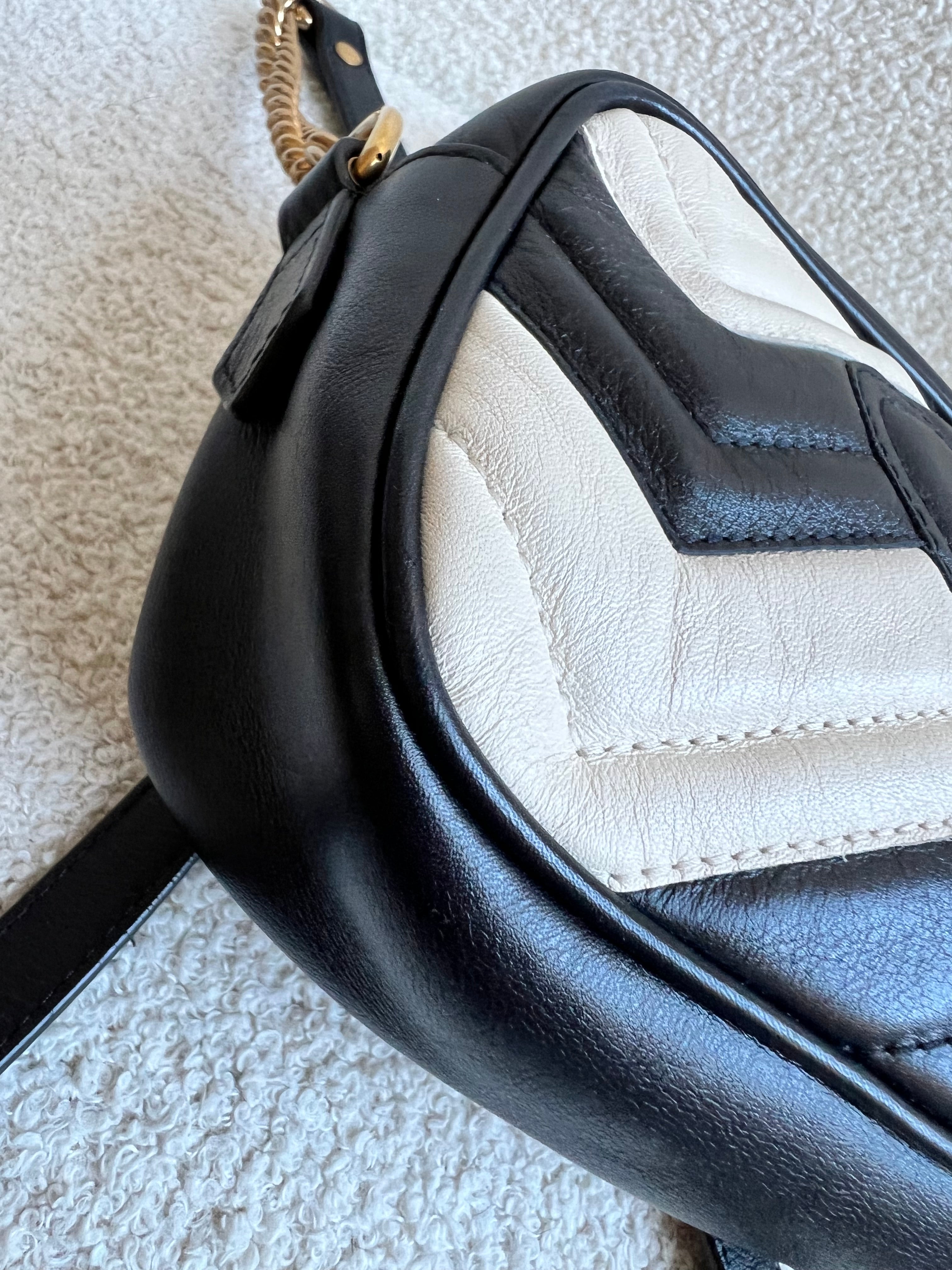Gucci GG Black and White Marmont Mini Shoulder Bag (RRP £1,360)