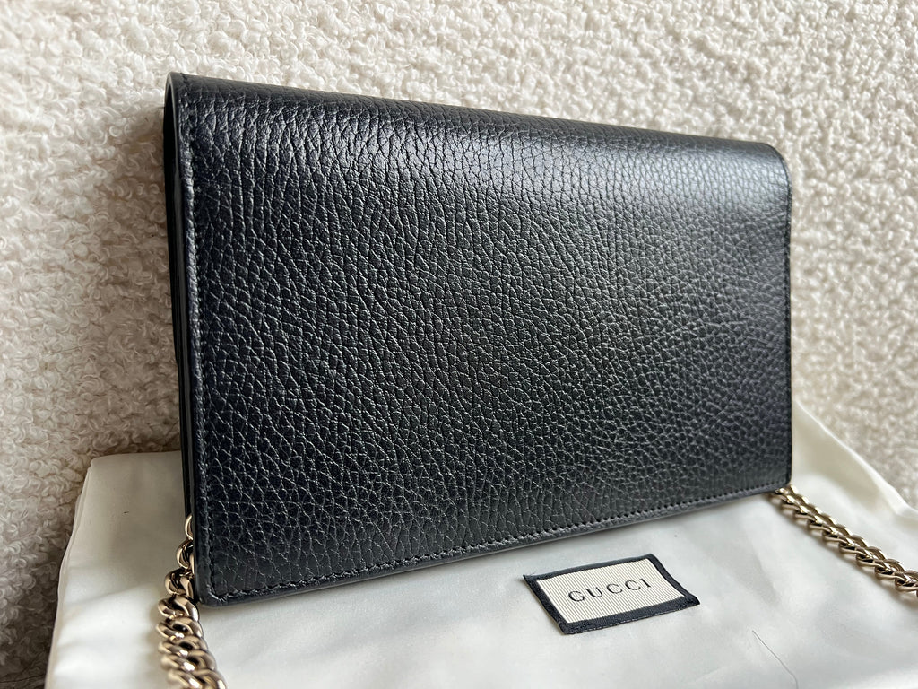 Gucci Black Interlocking GG Chain Wallet