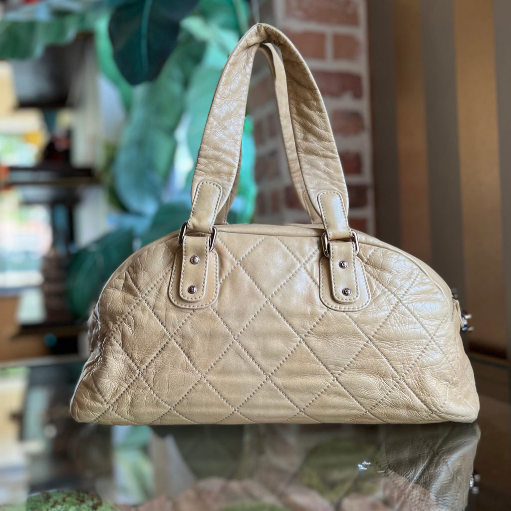 CHANEL Cloudy Bundle Beige Leather Bowler Bag