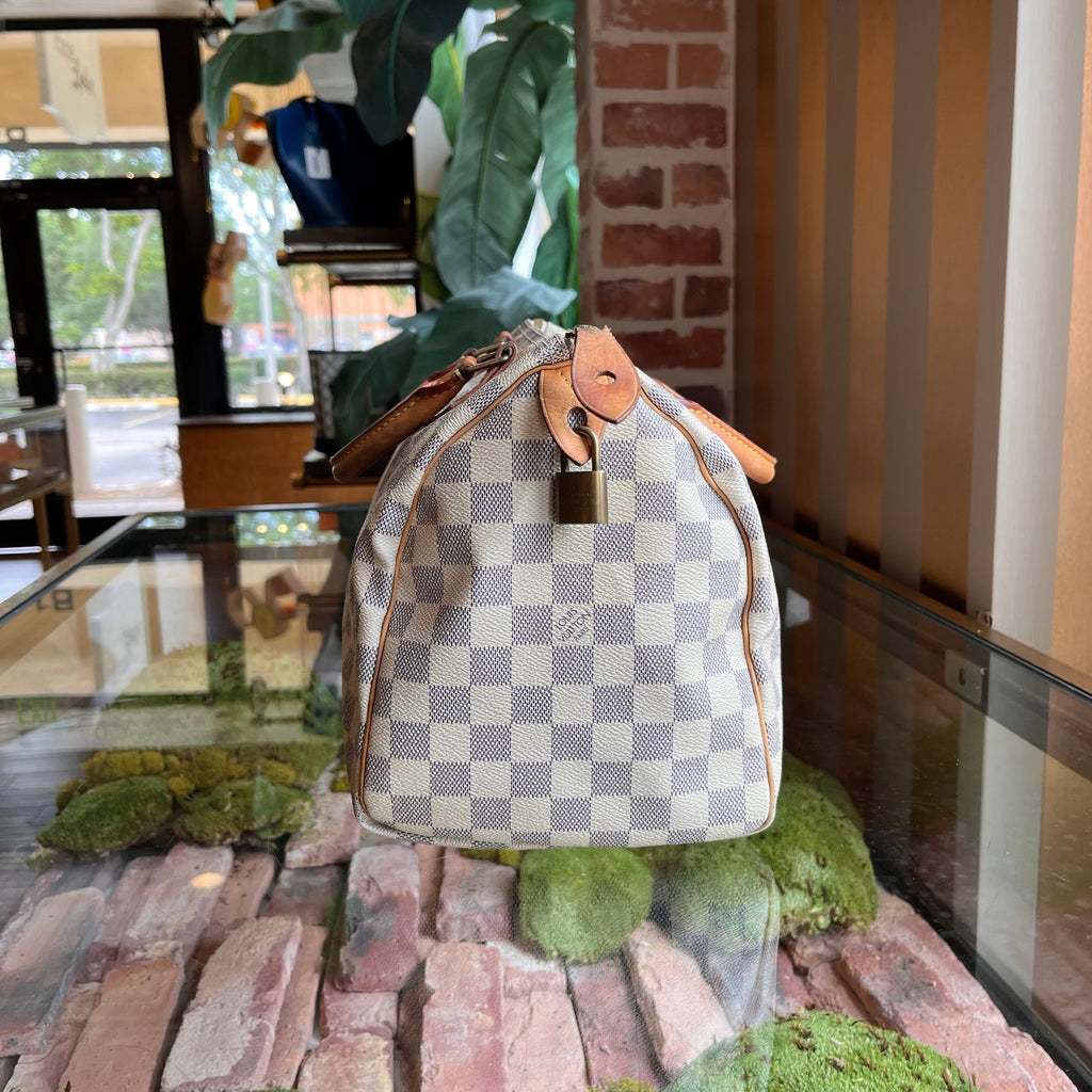 LOUIS VUITTON Speedy 30 Damier Azur Canvas Satchel