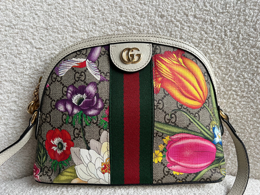 Gucci White Flora Supreme Rounded Top Shoulder Bag (RRP £1,080)