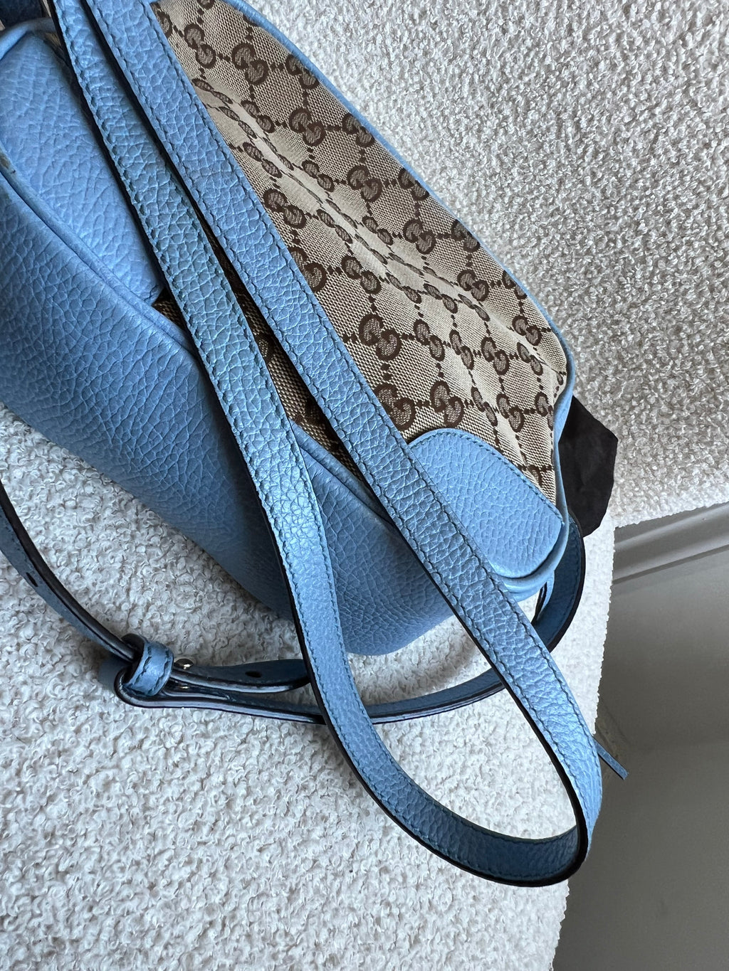 Gucci Bree GG Canvas Light Blue Small Messenger Bag