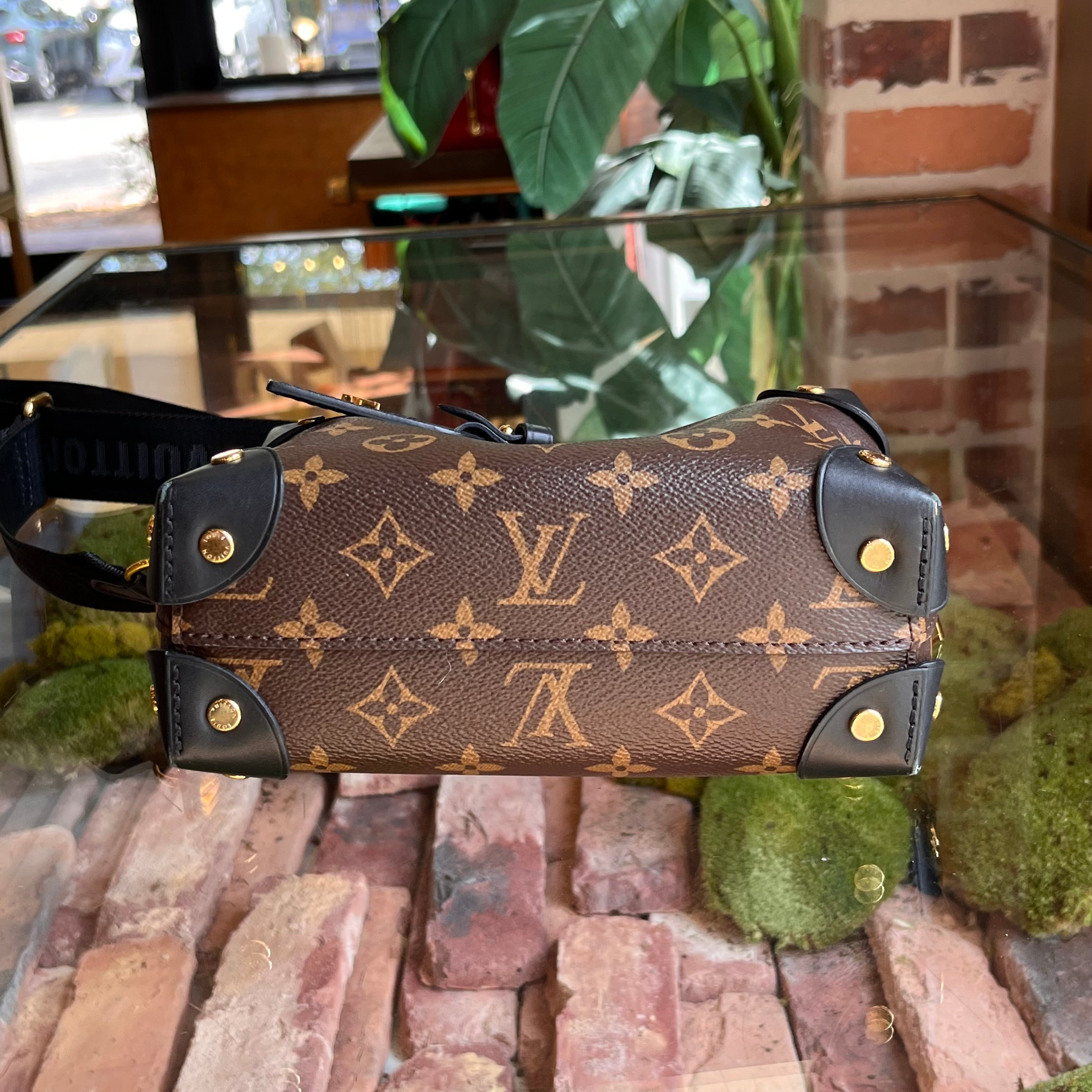 LOUIS VUITTON Petite Malle Souple Black Monogram Canvas Top Handle Bag