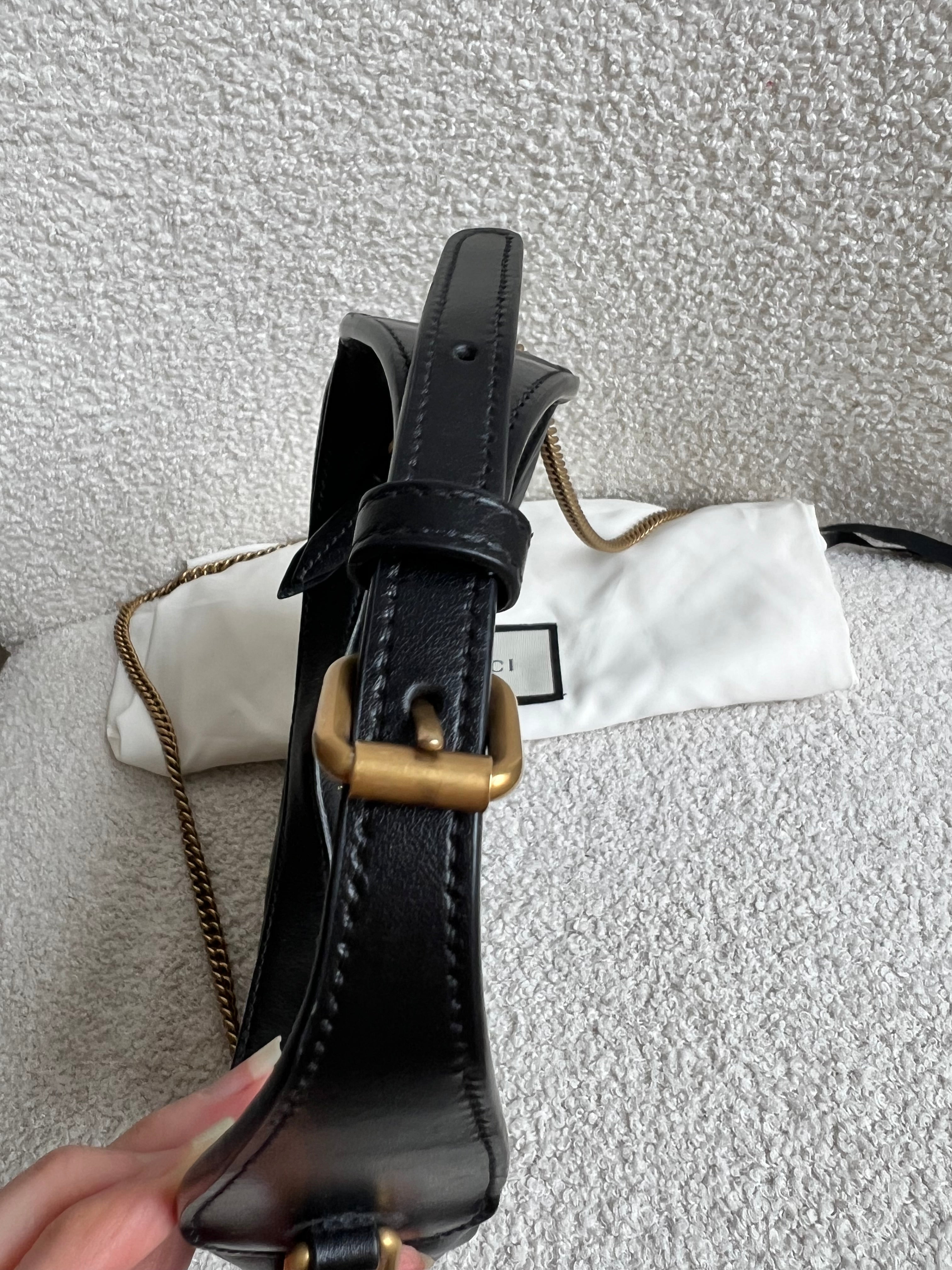 Gucci GG Black Mini Half Moon Marmont Shoulder Bag (RRP £1160)