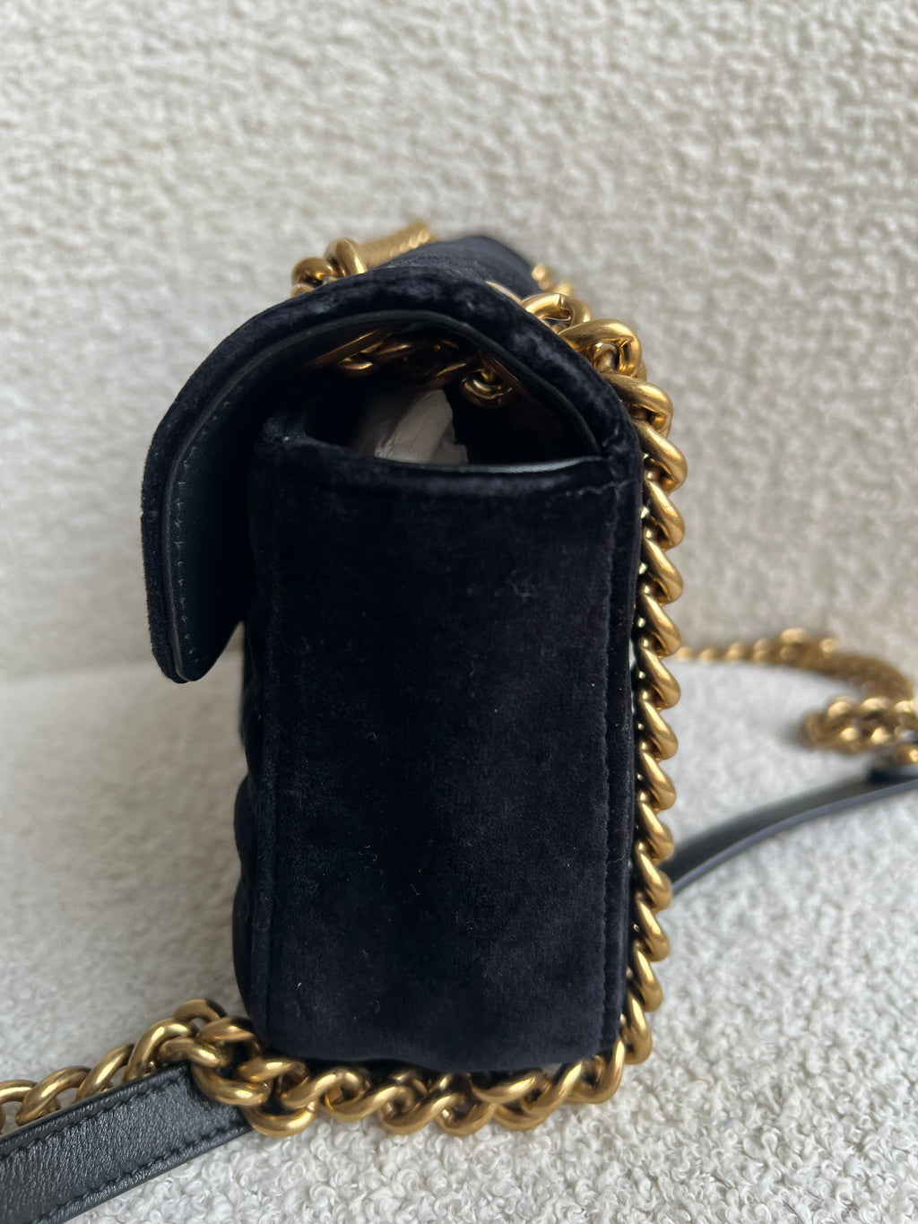 Gucci GG Black Velvet Marmont Mini Shoulder Bag (RRP £1395)