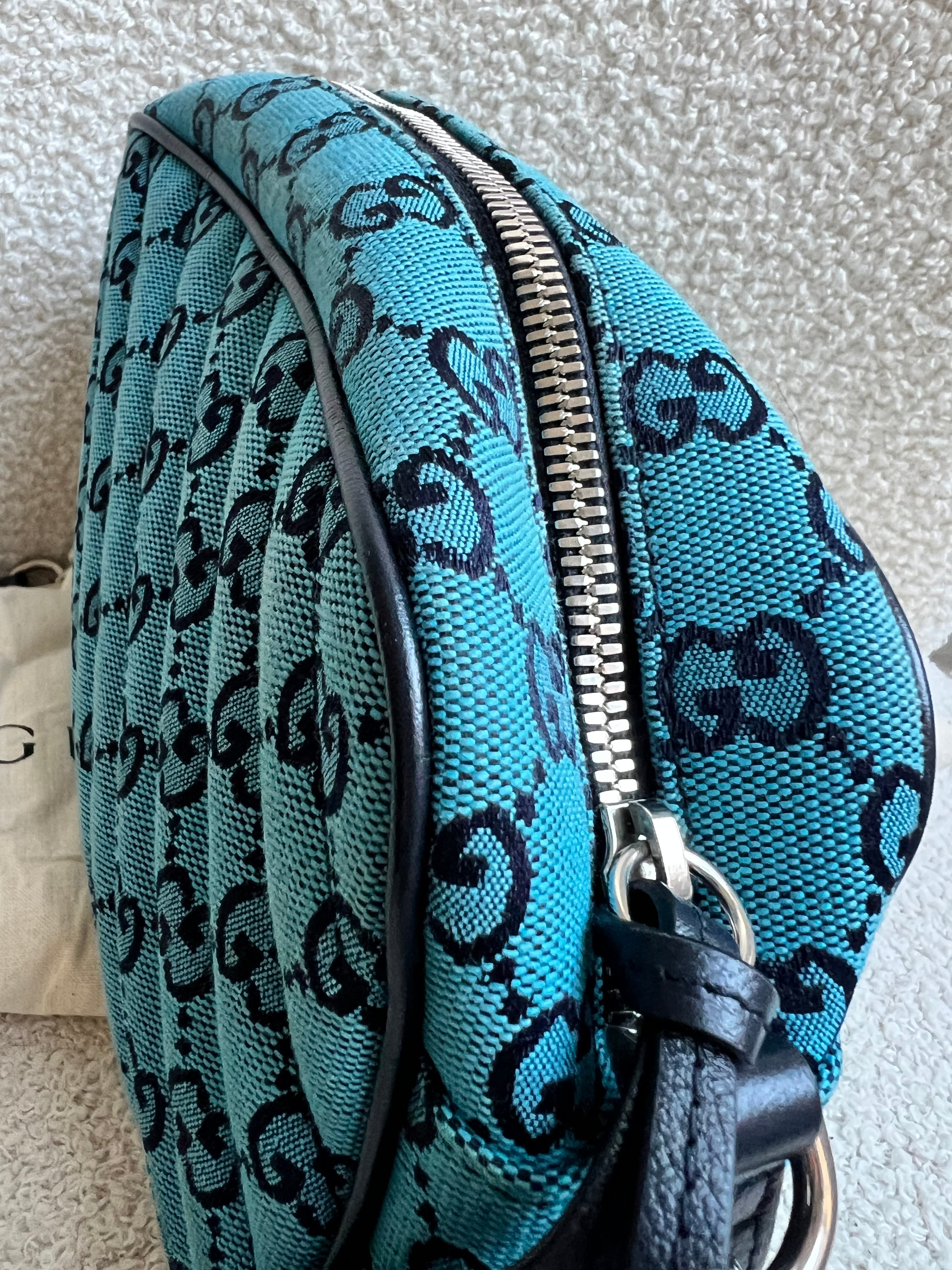 Gucci GG Marmont Blue Canvas Small Shoulder Bag (RRP £1050)