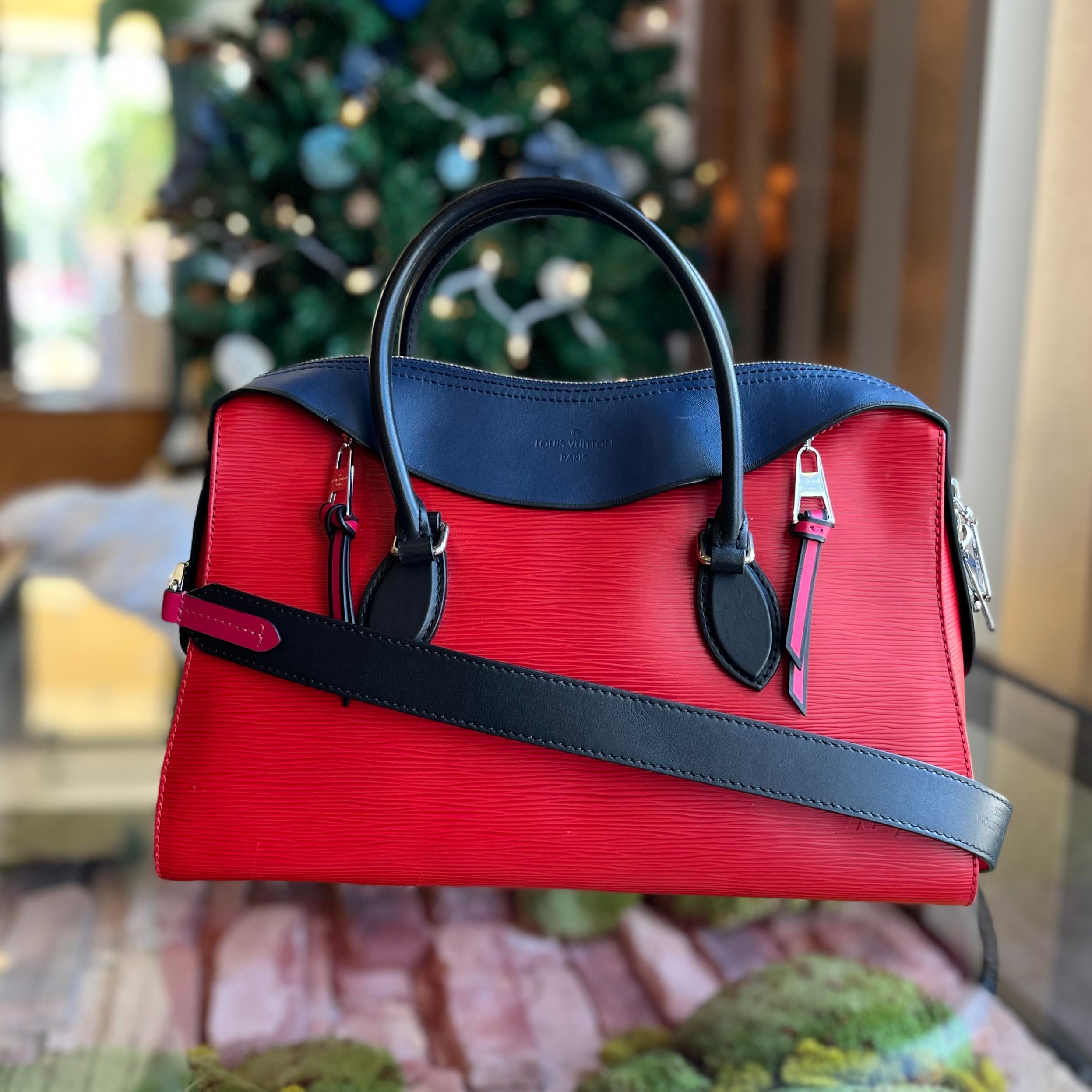 LOUIS VUITTON Tuileries Red Navy Epi Leather Tote Bag