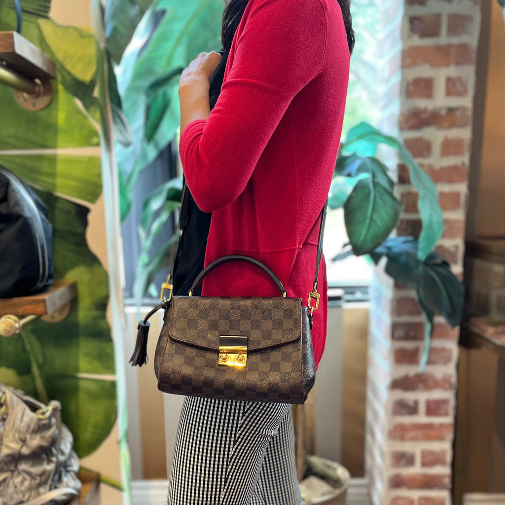 LOUIS VUITTON Croisette Brown Damier Ebene Top Handle Bag