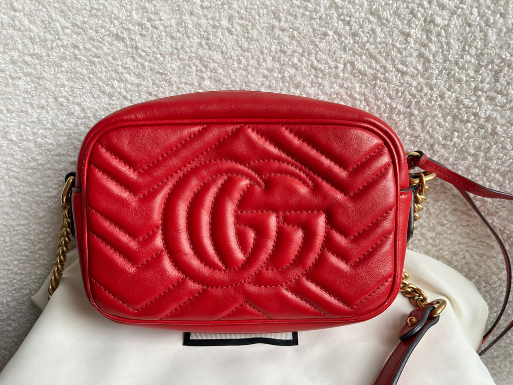 Gucci GG Hibiscus Red Marmont Mini Shoulder Bag (RRP £1360)