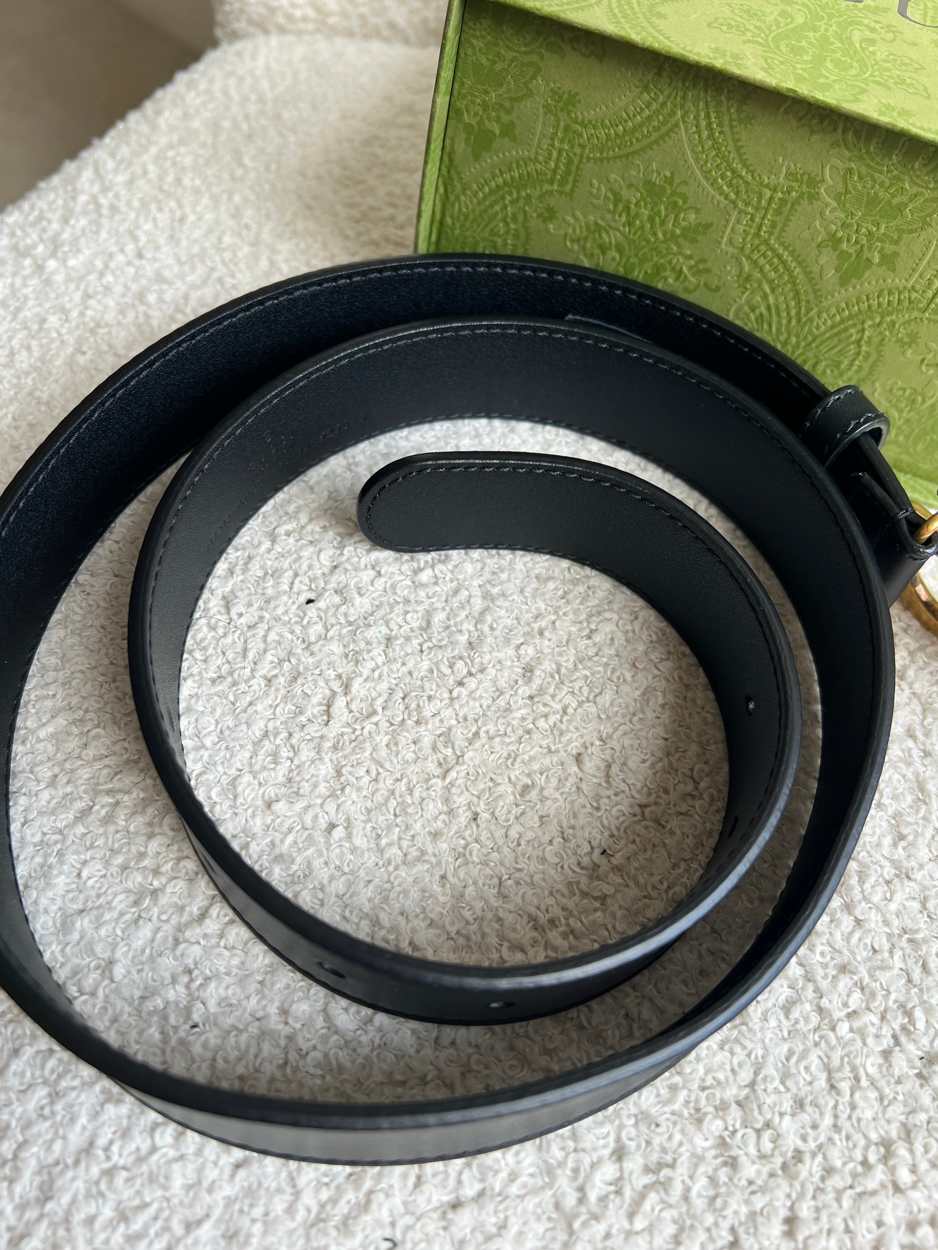 Gucci GG Marmont Black Leather Belt with Gold Buckle (RRP £395)