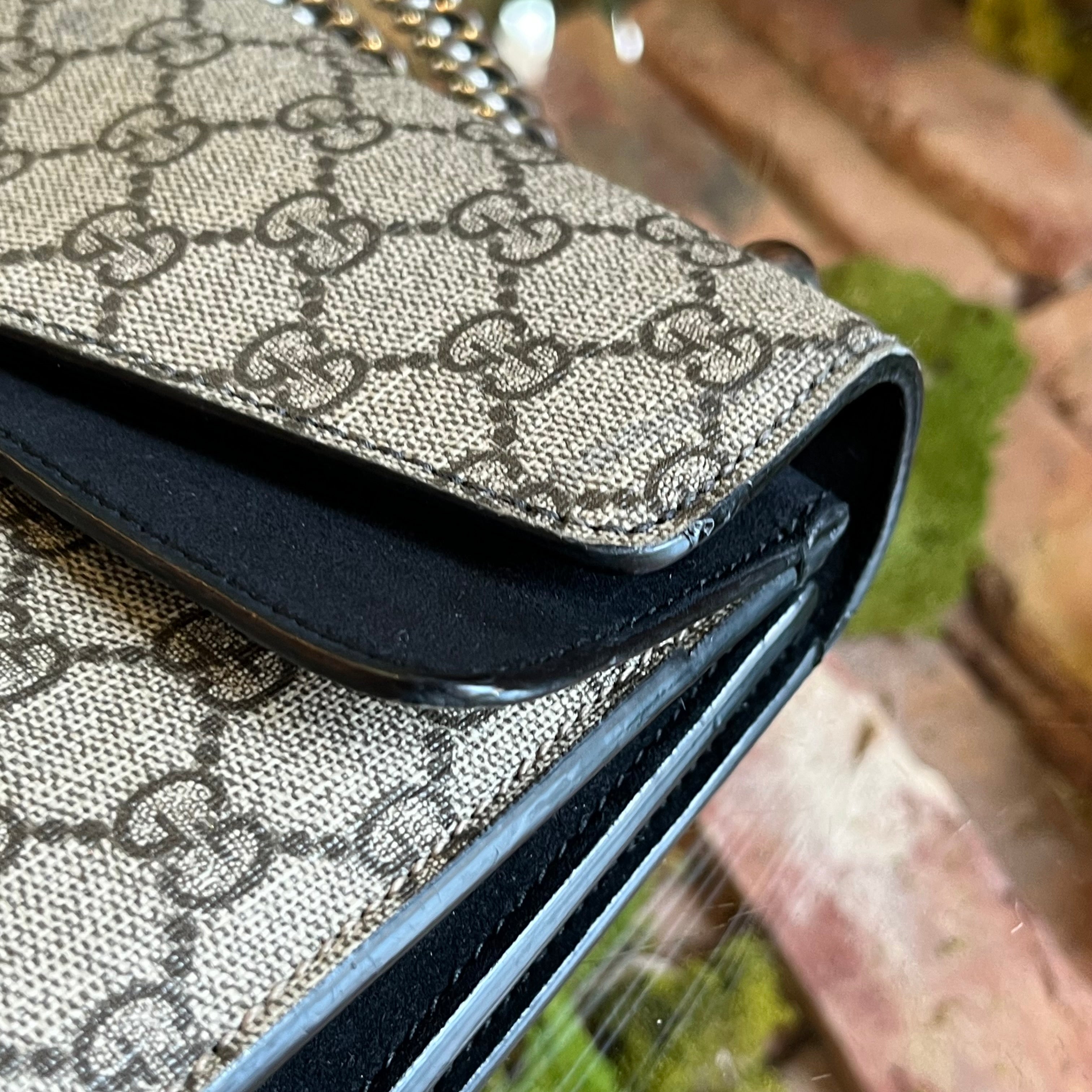 GUCCI Small Dionysus Black GG Supreme Monogram Shoulder Bag