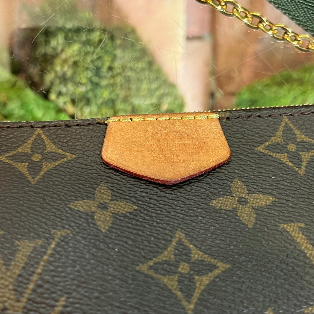 LOUIS VUITTON Khaki Brown Multi Pochette Accessories Monogram Coated Canvas Crossbody Bag
