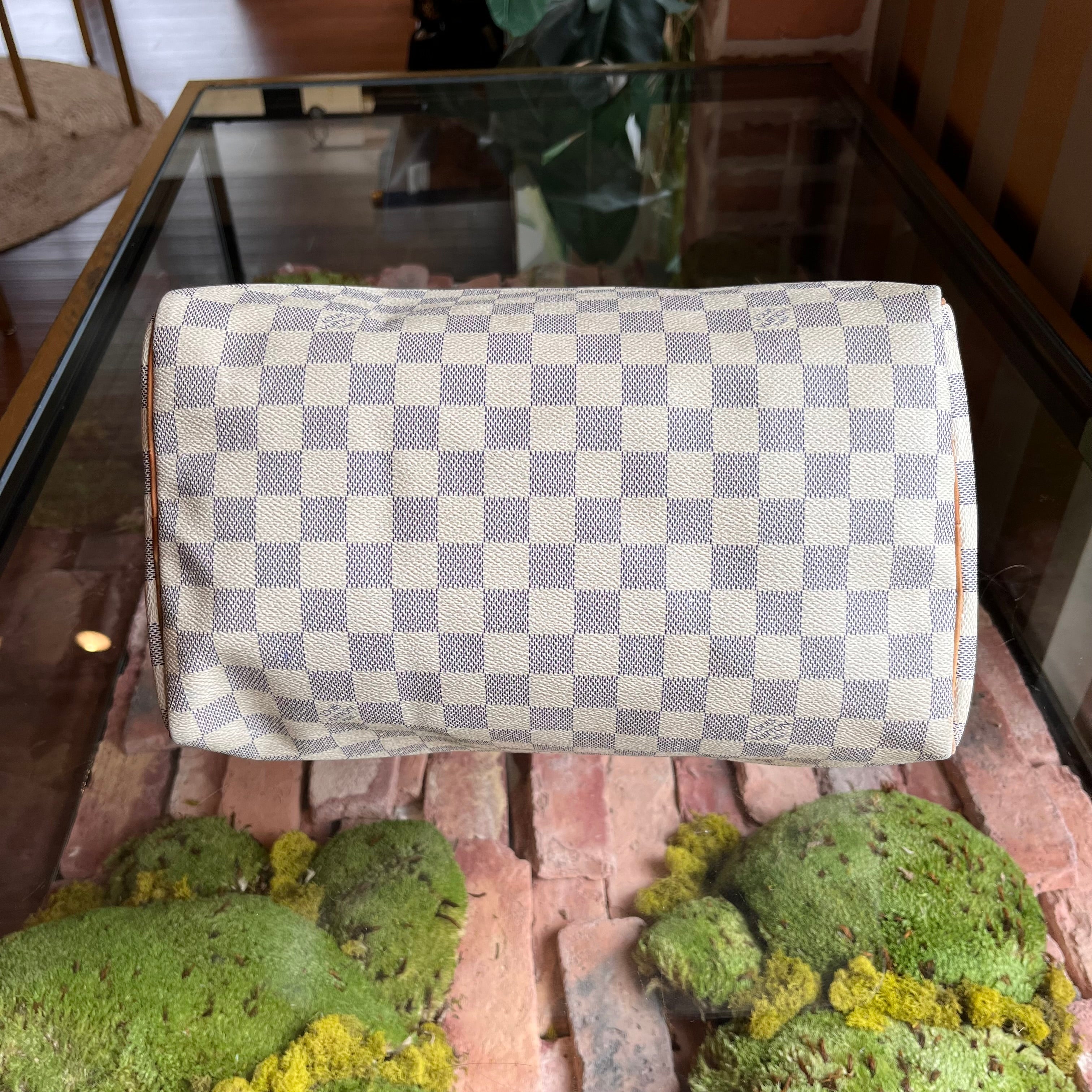 LOUIS VUITTON Speedy 30 Damier Azur Canvas Satchel