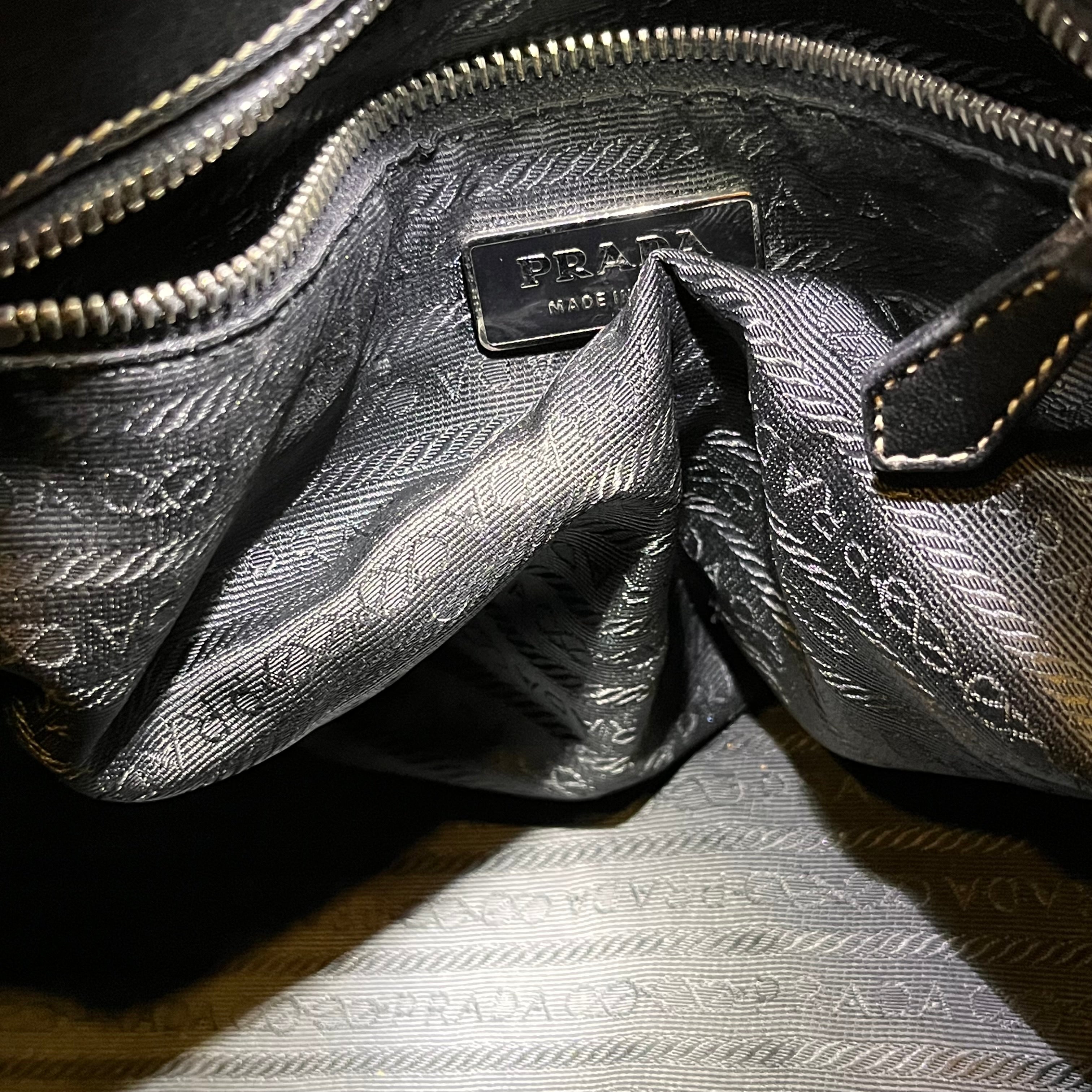 PRADA Vintage Black Nylon Multipocket Shoulder Bag