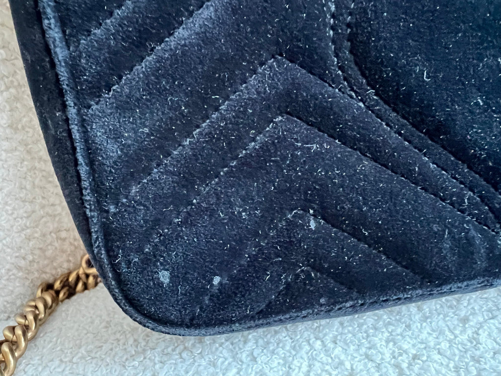 Gucci GG Black Velvet Marmont Mini Shoulder Bag (RRP £1395)