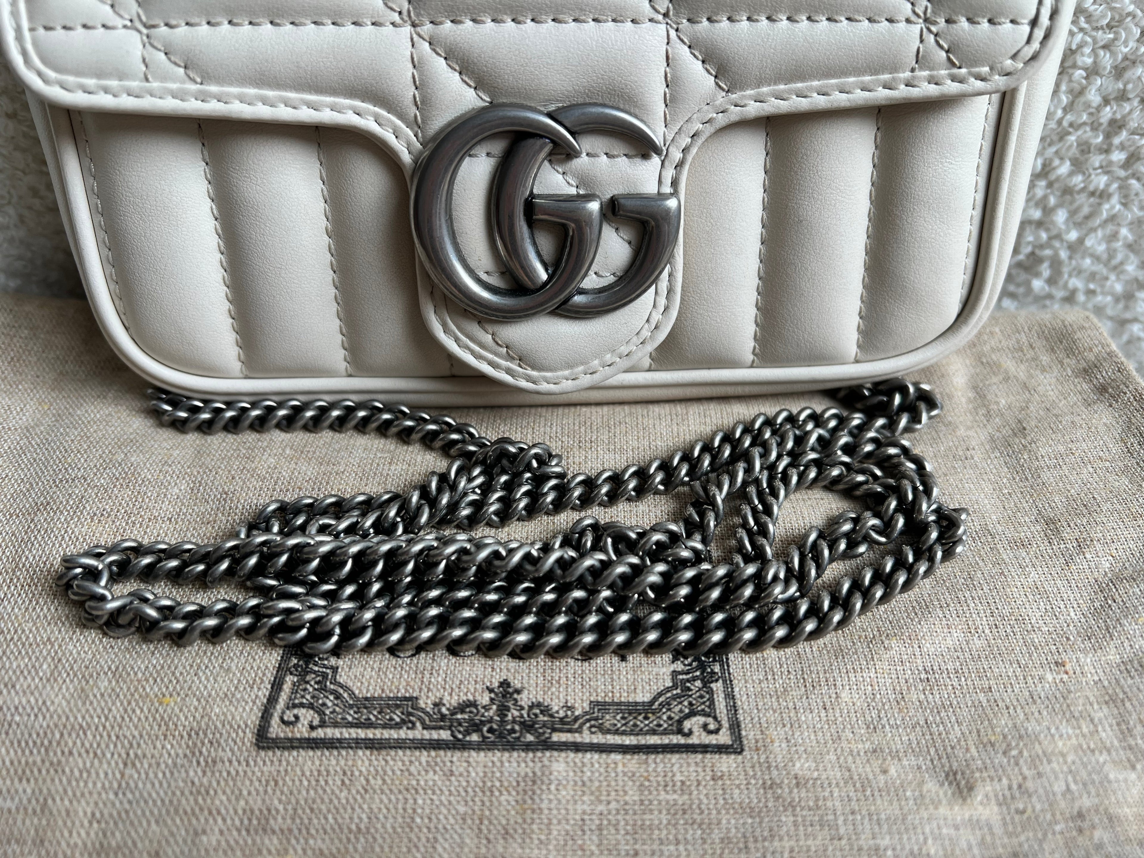 Gucci GG Cream Marmont Super Mini Aria Shoulder Bag (RRP £985)