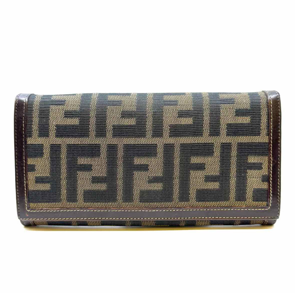 FENDI Continental Brown Canvas Monogram Wallet