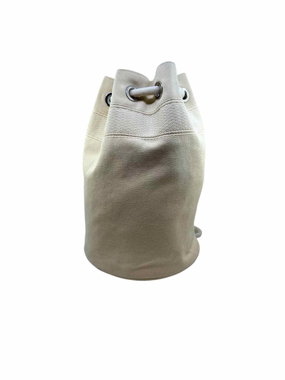 HERMES Sac Polochon Cream Canvas Solid Backpack