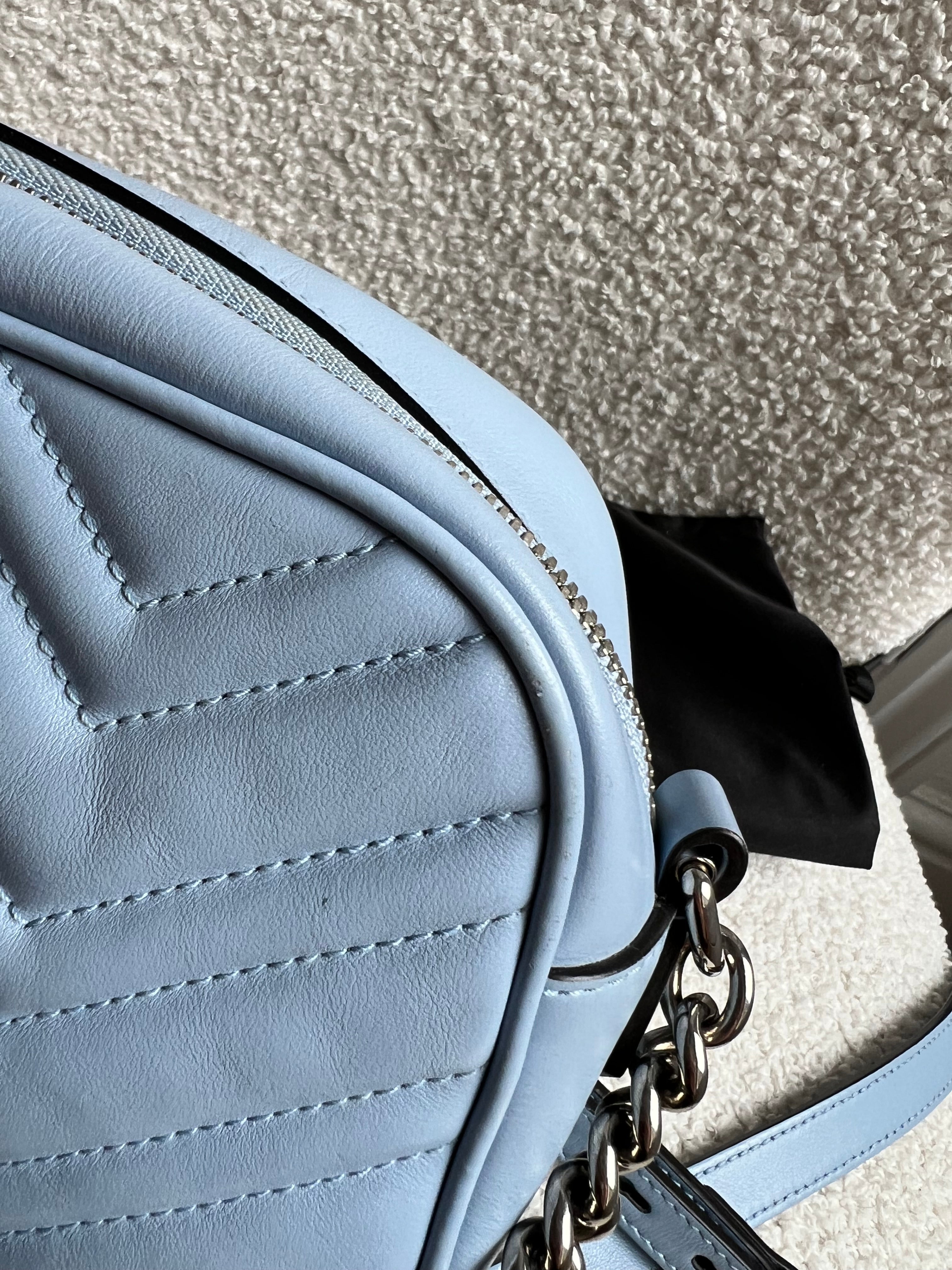 Gucci GG Pale Blue Marmont Small Shoulder Bag (RRP £1440)