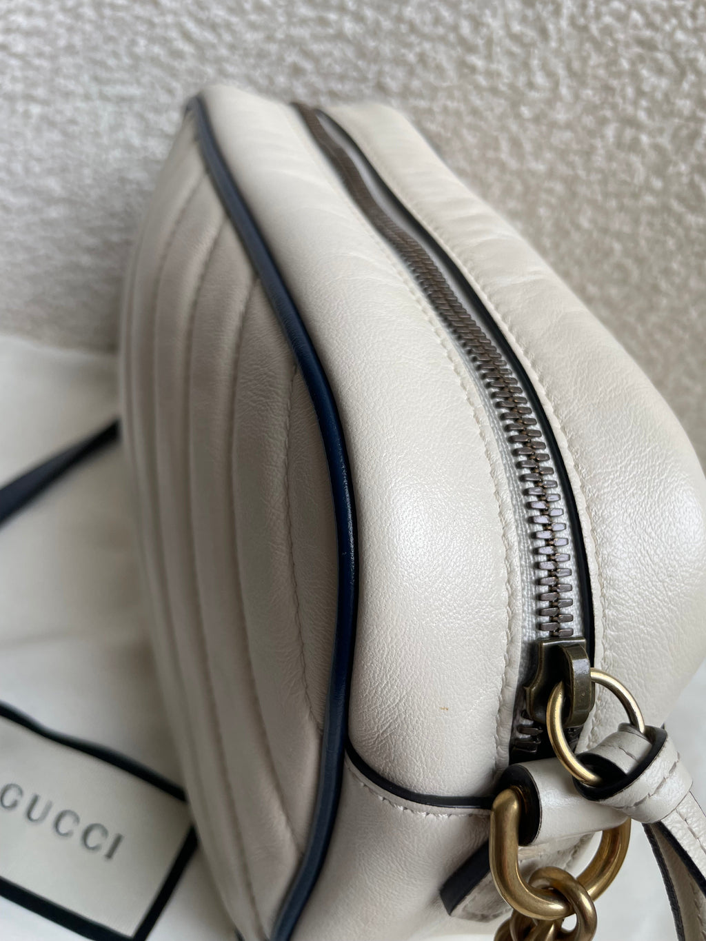 Gucci Torchon GG White Marmont Small Shoulder Bag