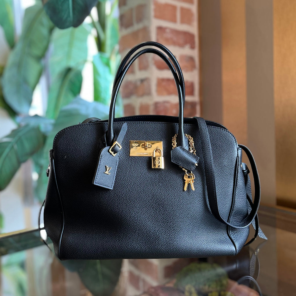 LOUIS VUITTON Milla MM Black Veau Nuage Leather Tote Bag