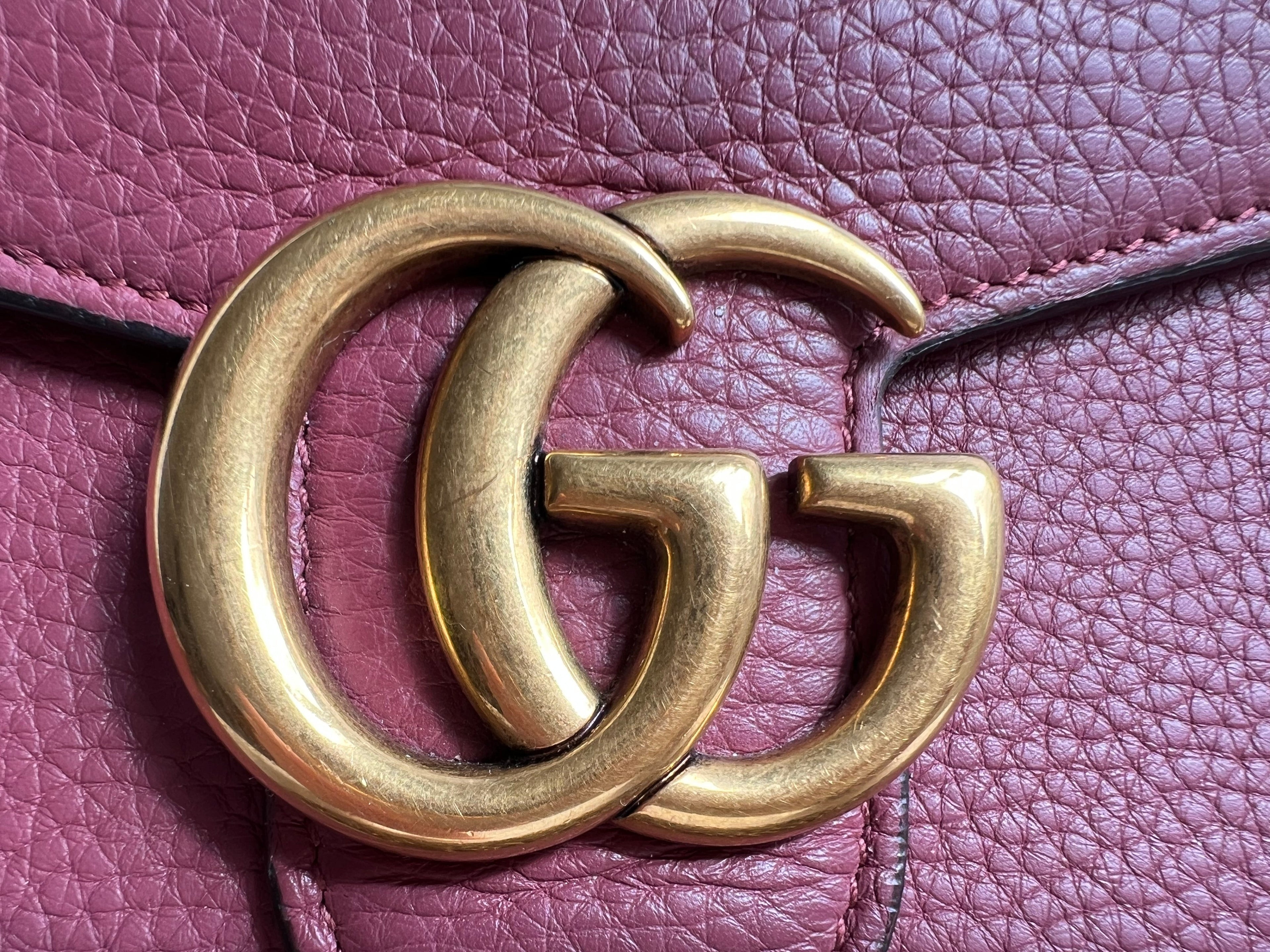 Gucci Rose Pink GG Marmont Chain Wallet (RRP £1195)