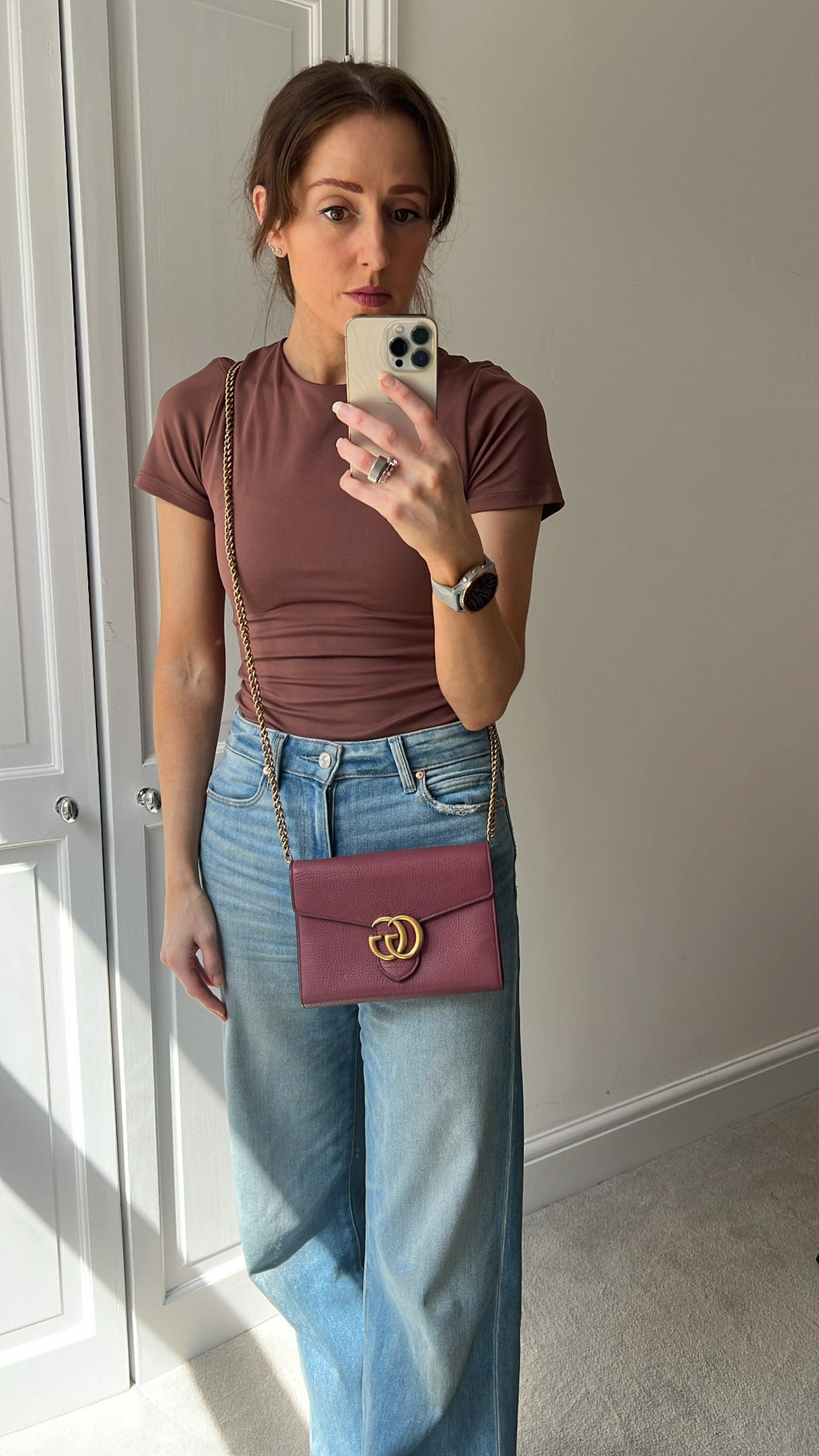 Gucci Rose Pink GG Marmont Chain Wallet (RRP £1195)
