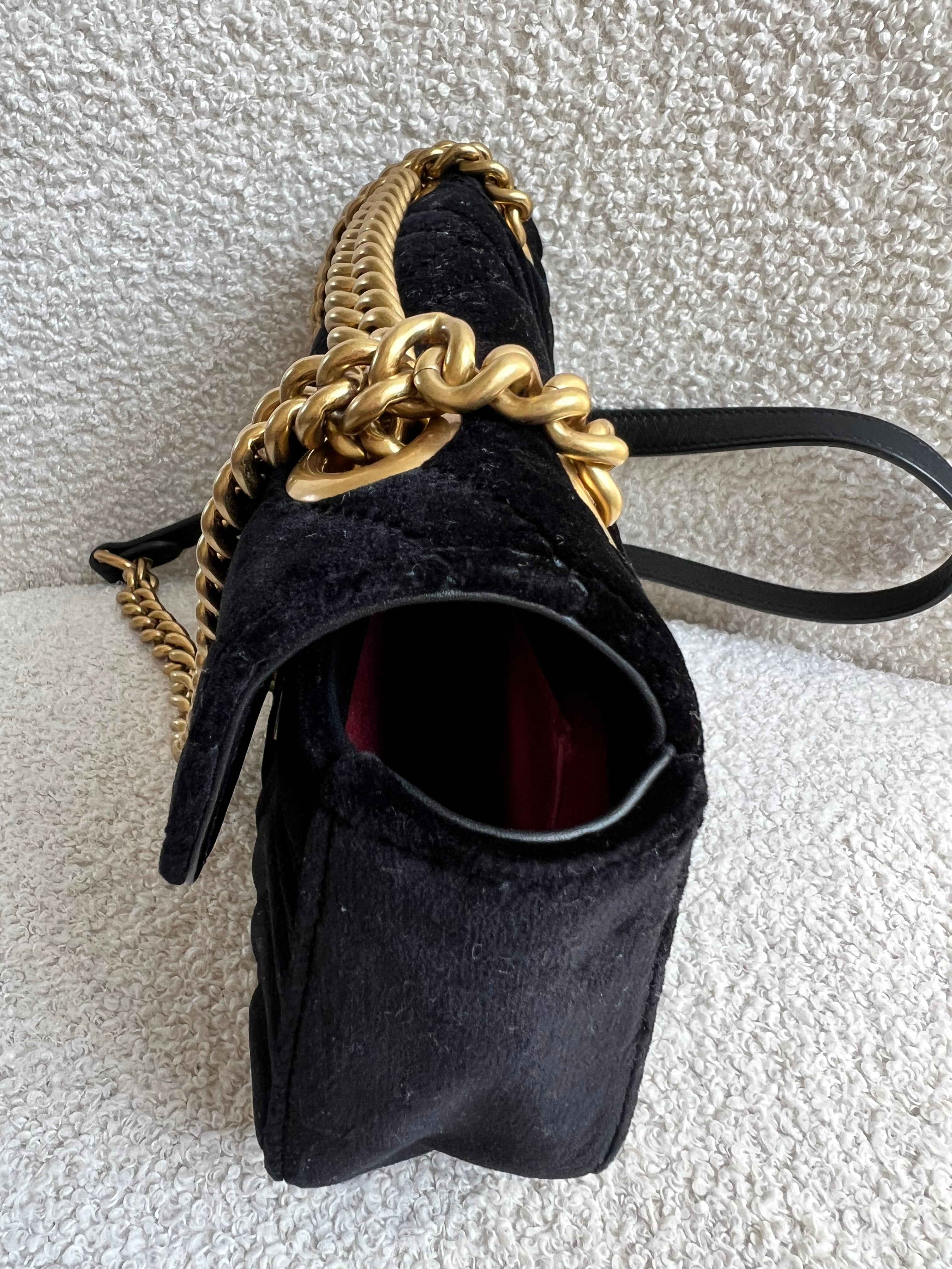 Gucci GG Black Velvet Marmont Mini Shoulder Bag (RRP £1395)