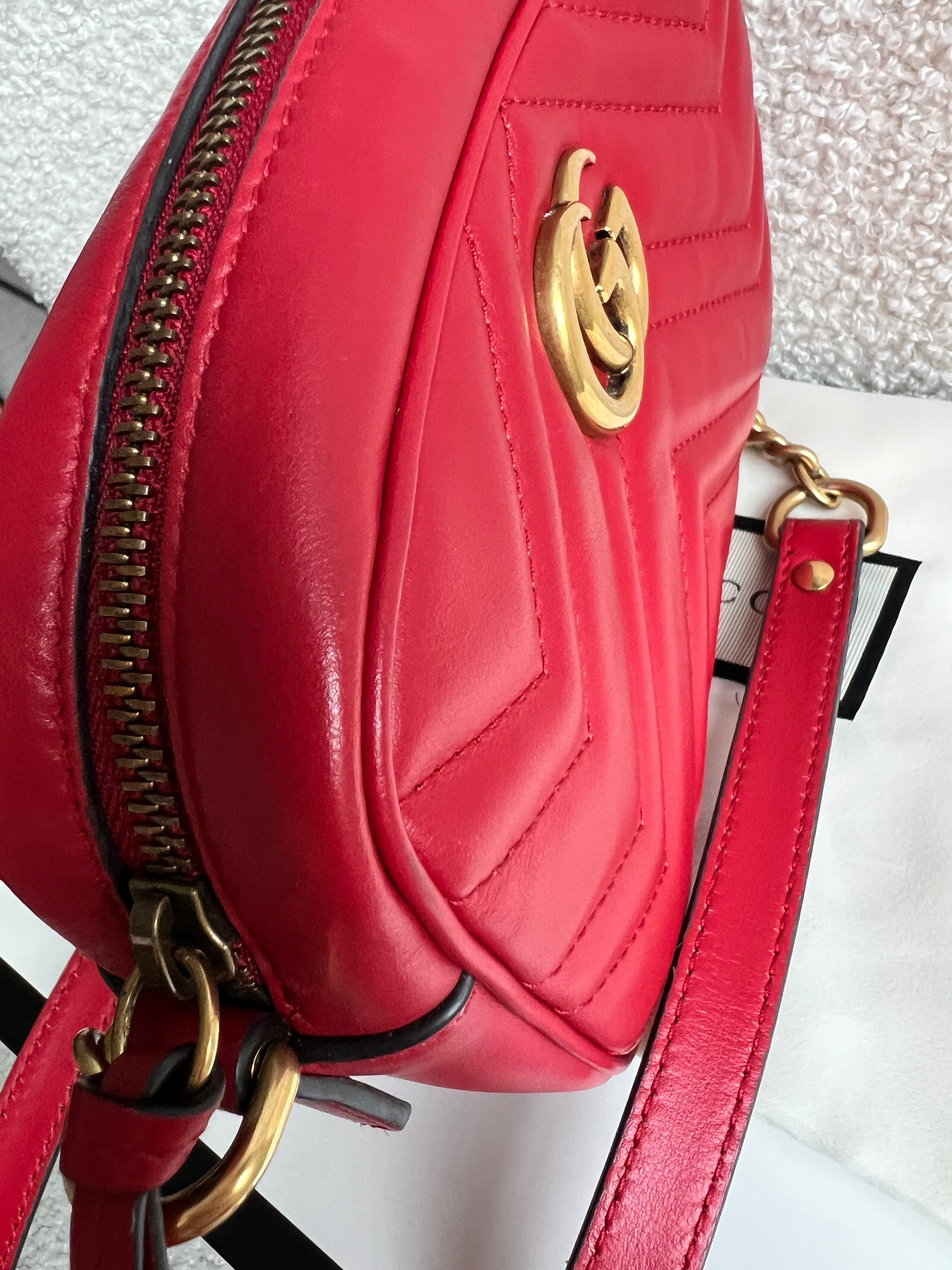 Gucci GG Hibiscus Red Marmont Mini Shoulder Bag (RRP £1360)