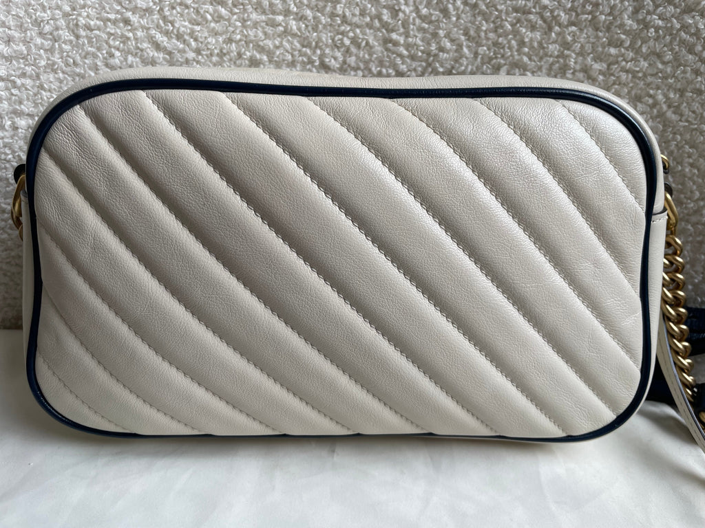 Gucci Torchon GG White Marmont Small Shoulder Bag