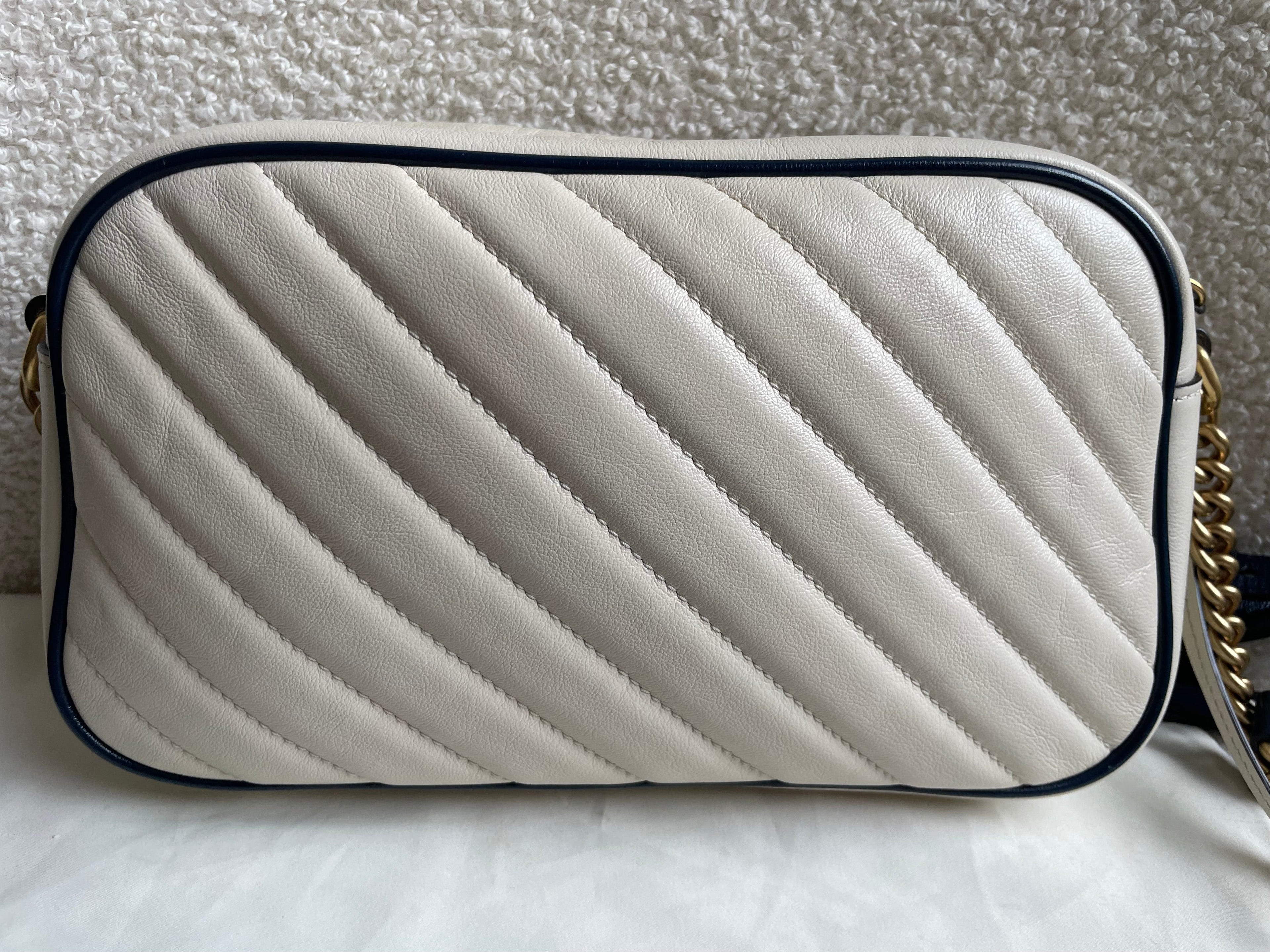 Gucci Torchon GG White Marmont Small Shoulder Bag