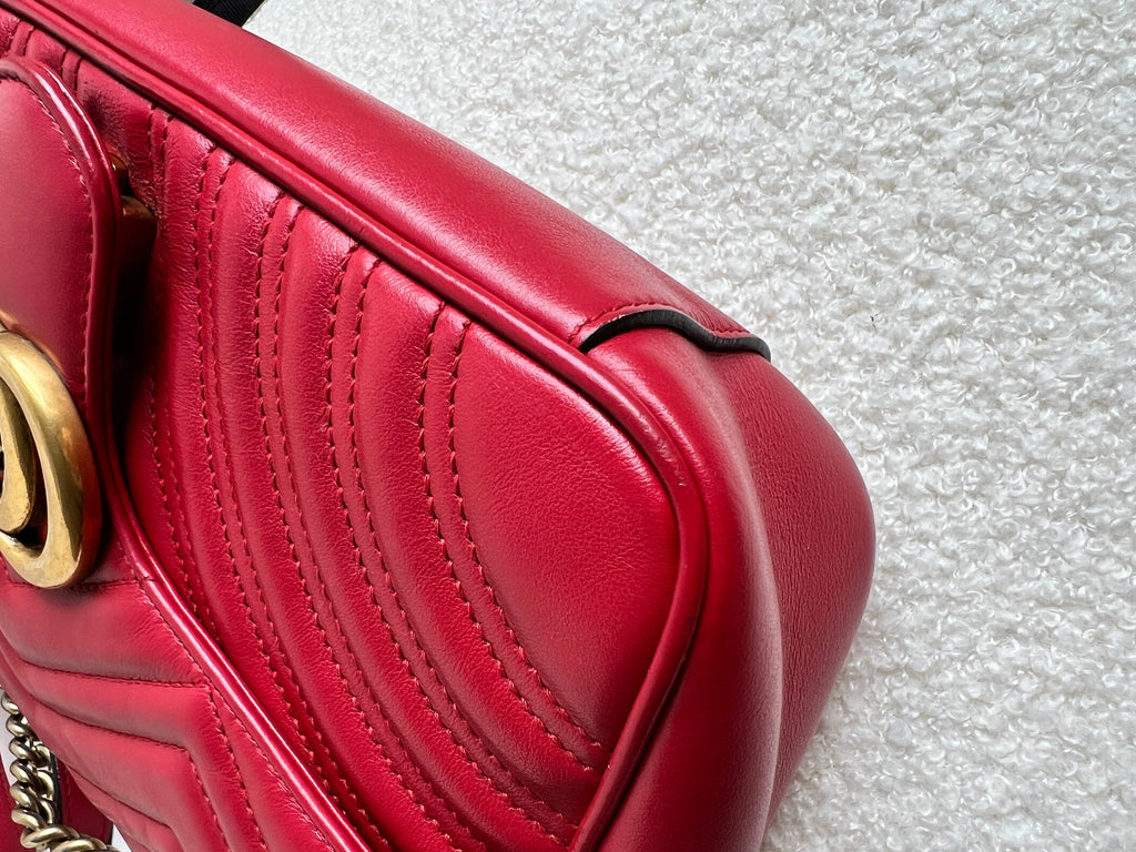 Gucci GG Hibiscus Red Marmont Small Shoulder Bag (RRP £2,070)