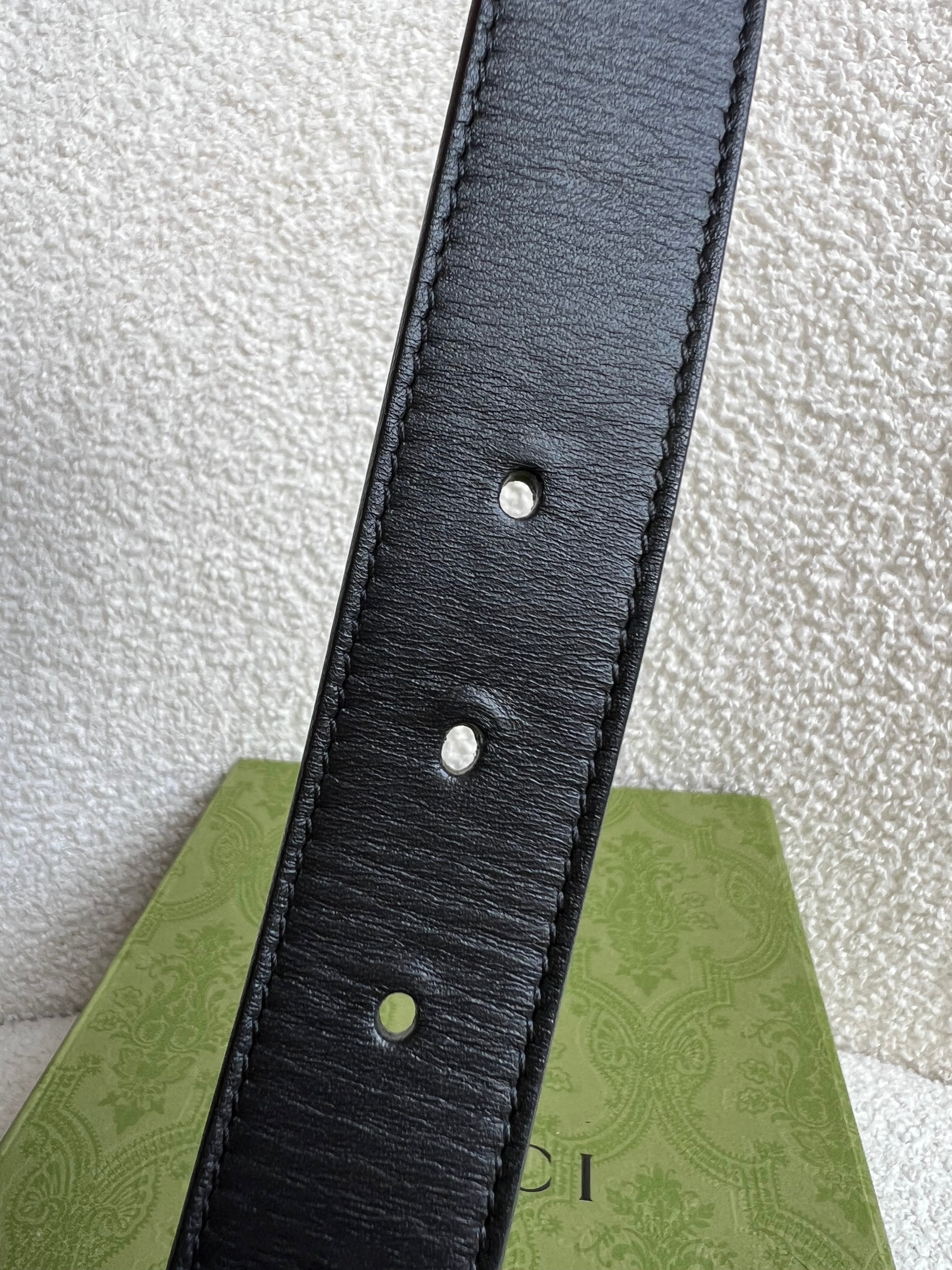 Gucci GG Marmont Black Leather Belt with Gold Buckle (RRP £395)