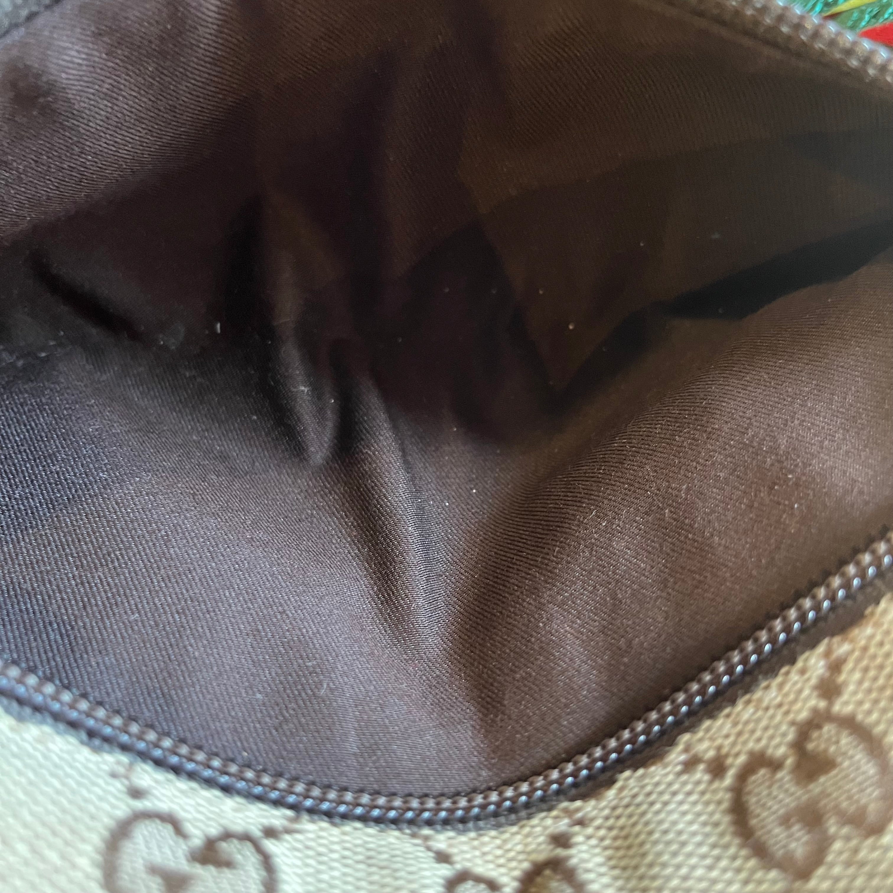 GUCCI Beige Brown GG Web Canvas Double Pocket Belt Bag