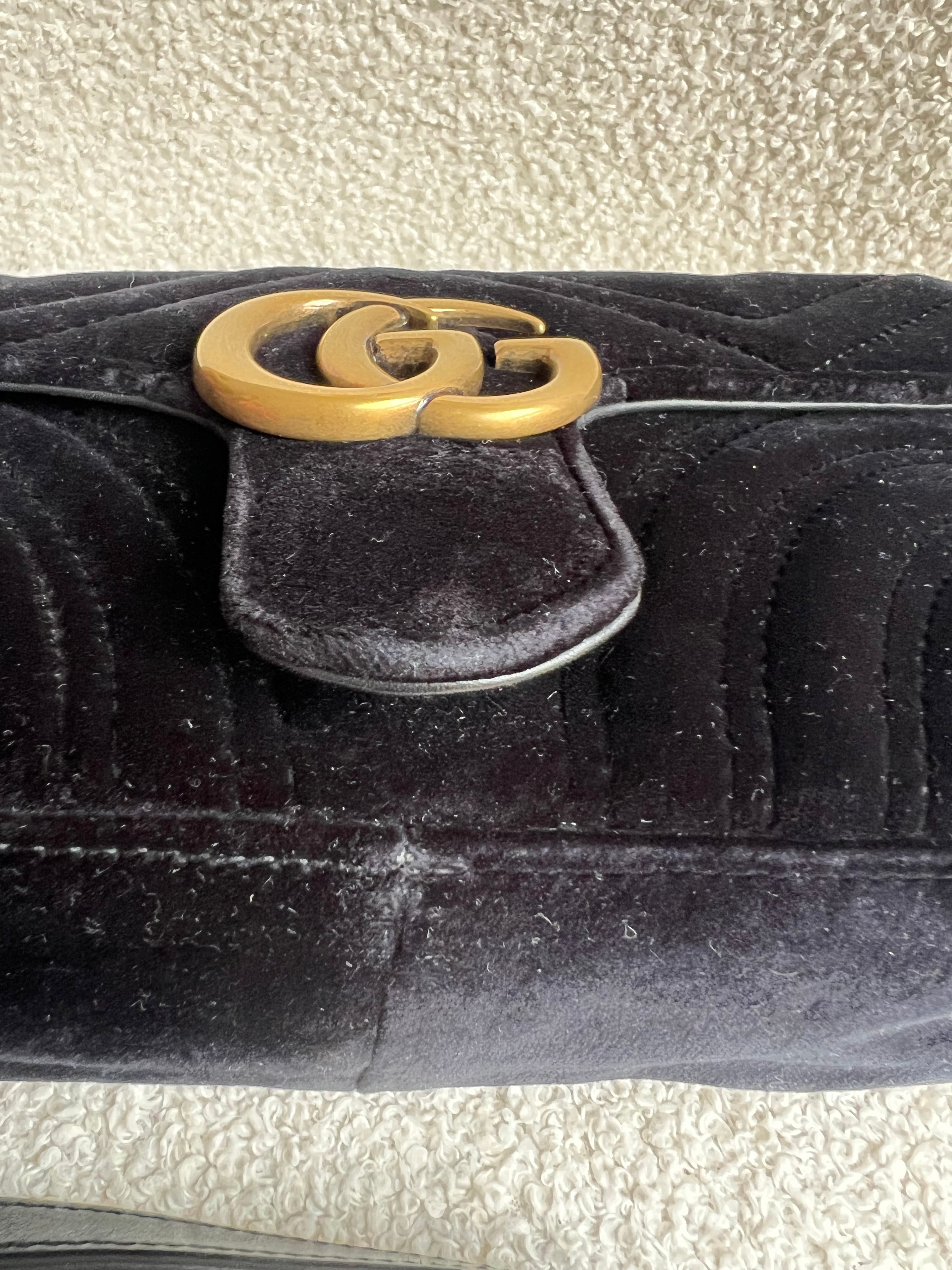 Gucci GG Black Velvet Marmont Mini Shoulder Bag (RRP £1395)