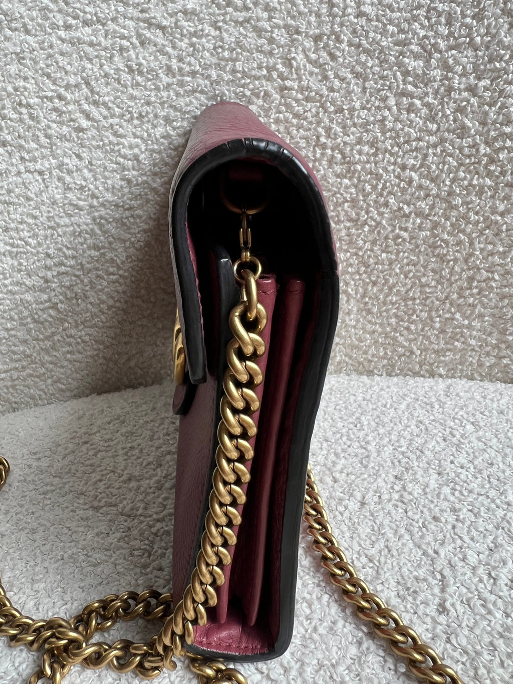 Gucci Rose Pink GG Marmont Chain Wallet (RRP £1195)