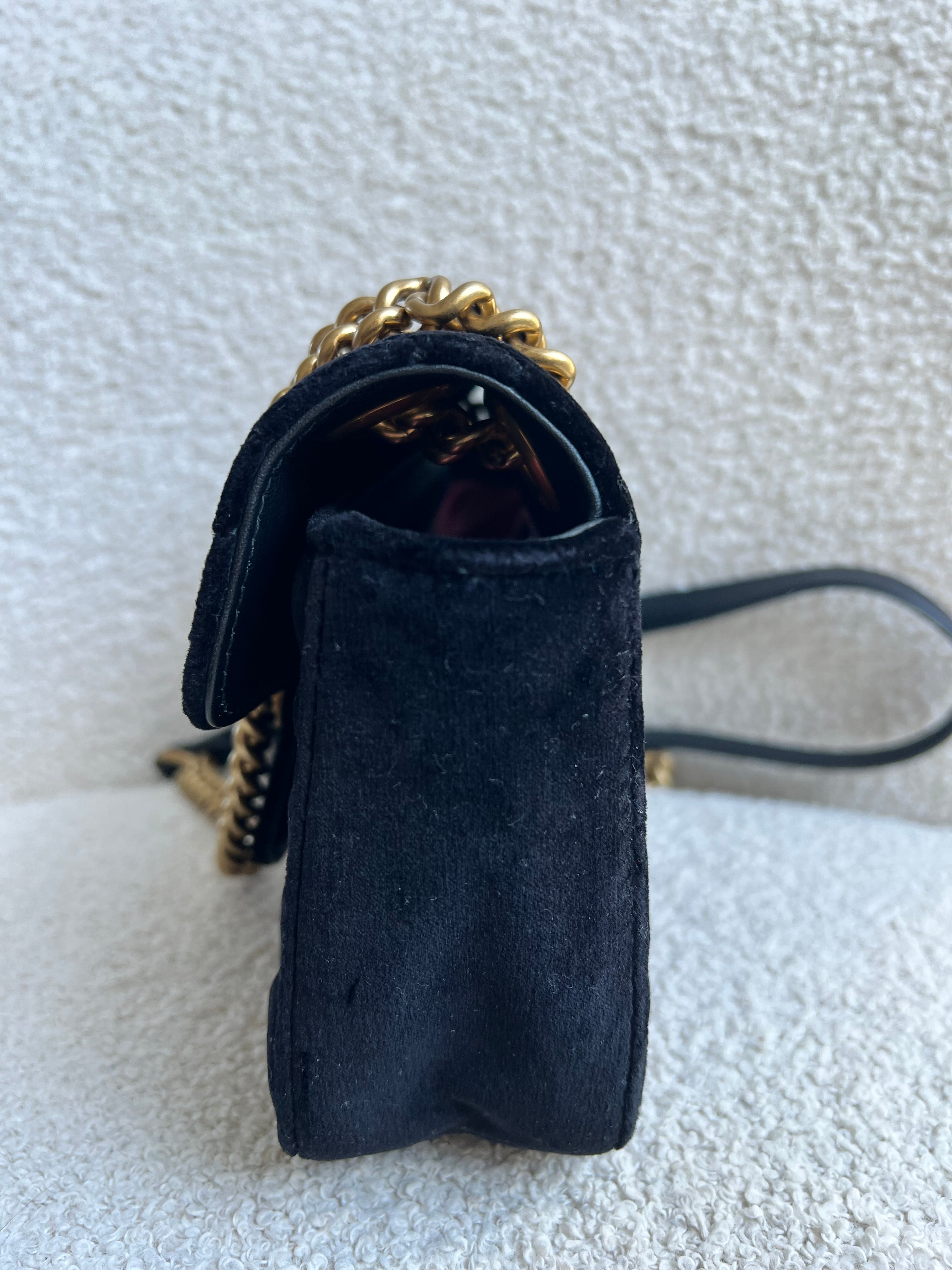 Gucci GG Black Velvet Marmont Mini Shoulder Bag (RRP £1395)