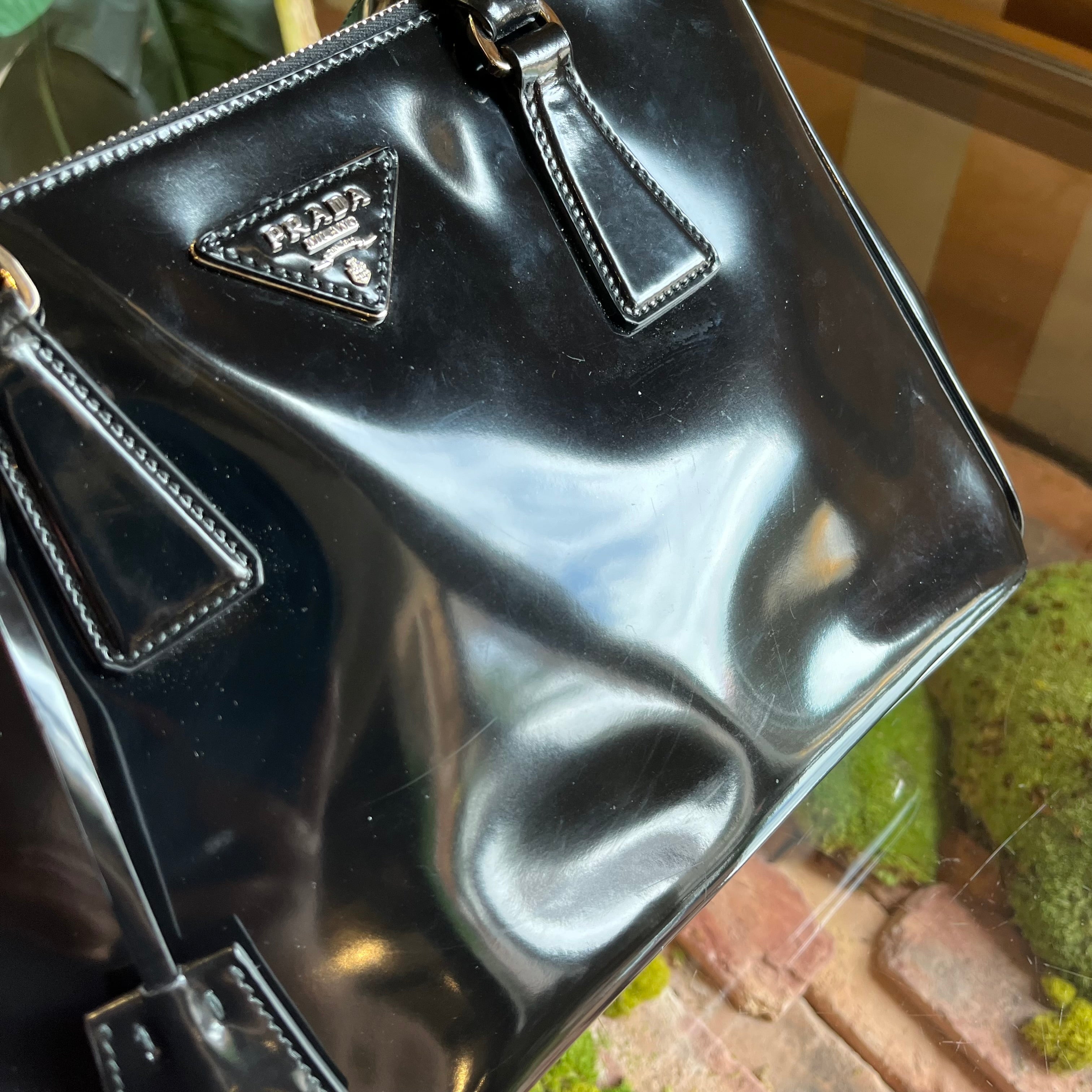 PRADA Galleria Black Patent Lux Leather Tote Bag