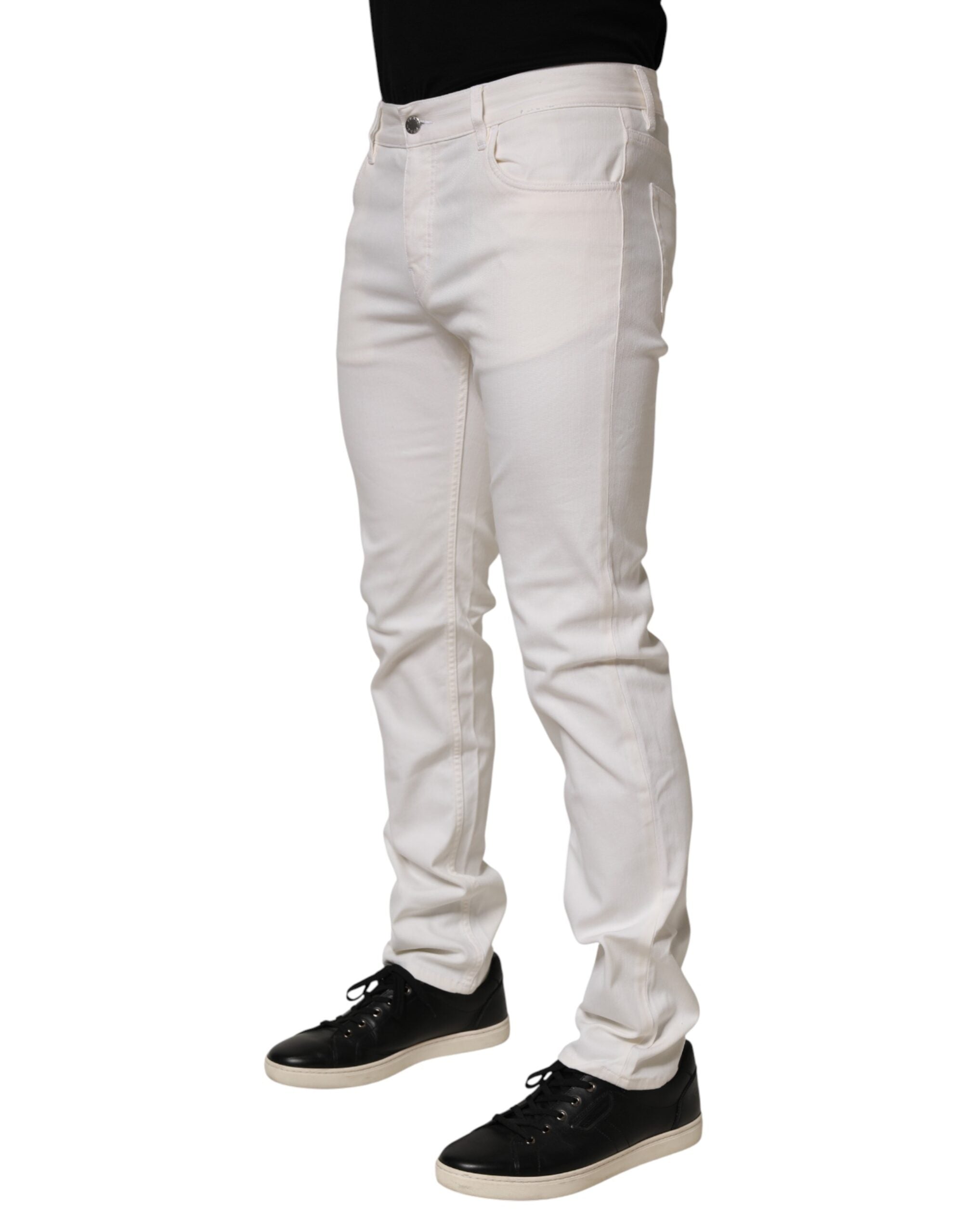 Prada White Mid Waist Skinny Fit Denim Casual Trouser Men's Jeans (Pre-Owned)