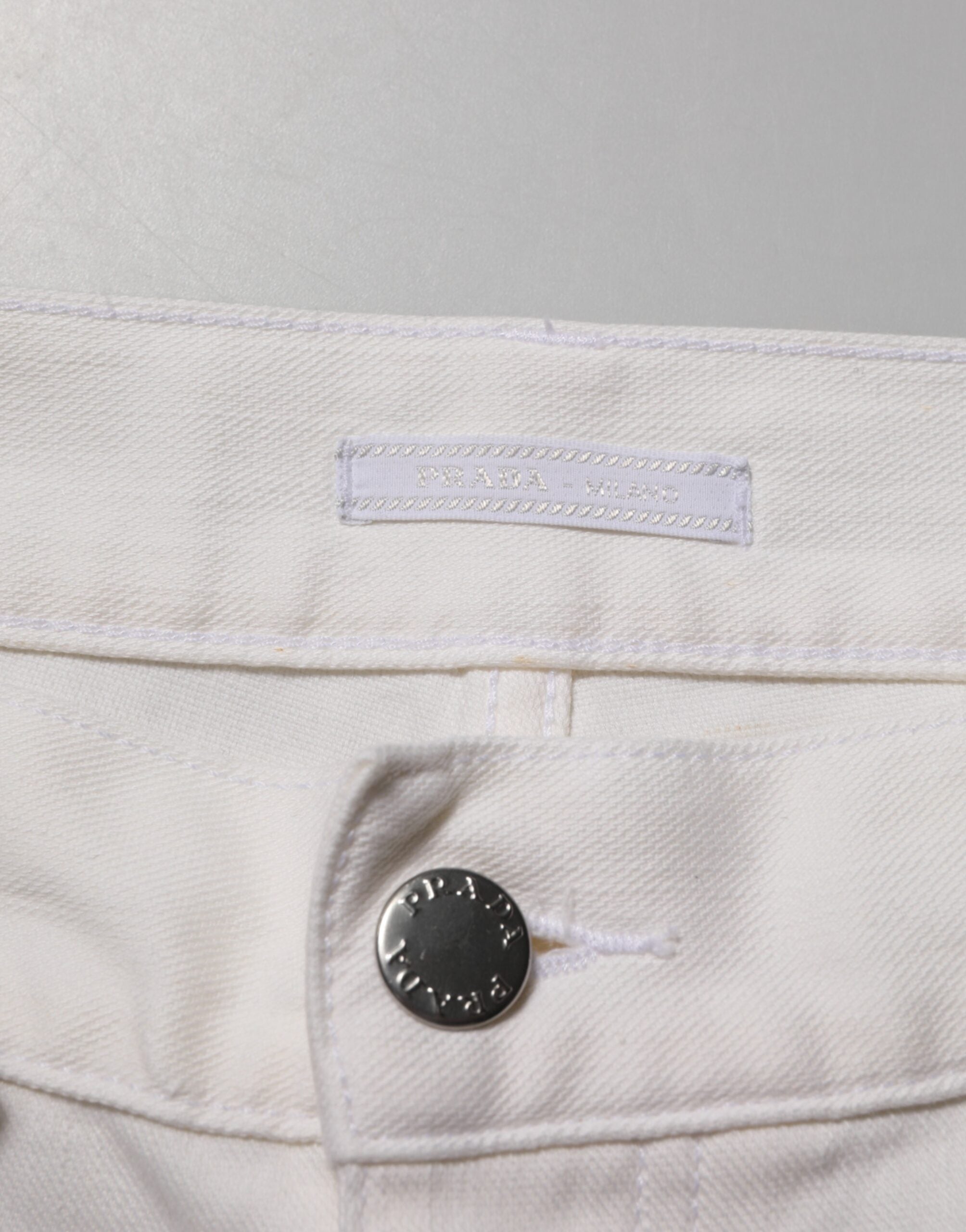 Prada White Mid Waist Skinny Fit Denim Casual Trouser Men's Jeans (Pre-Owned)