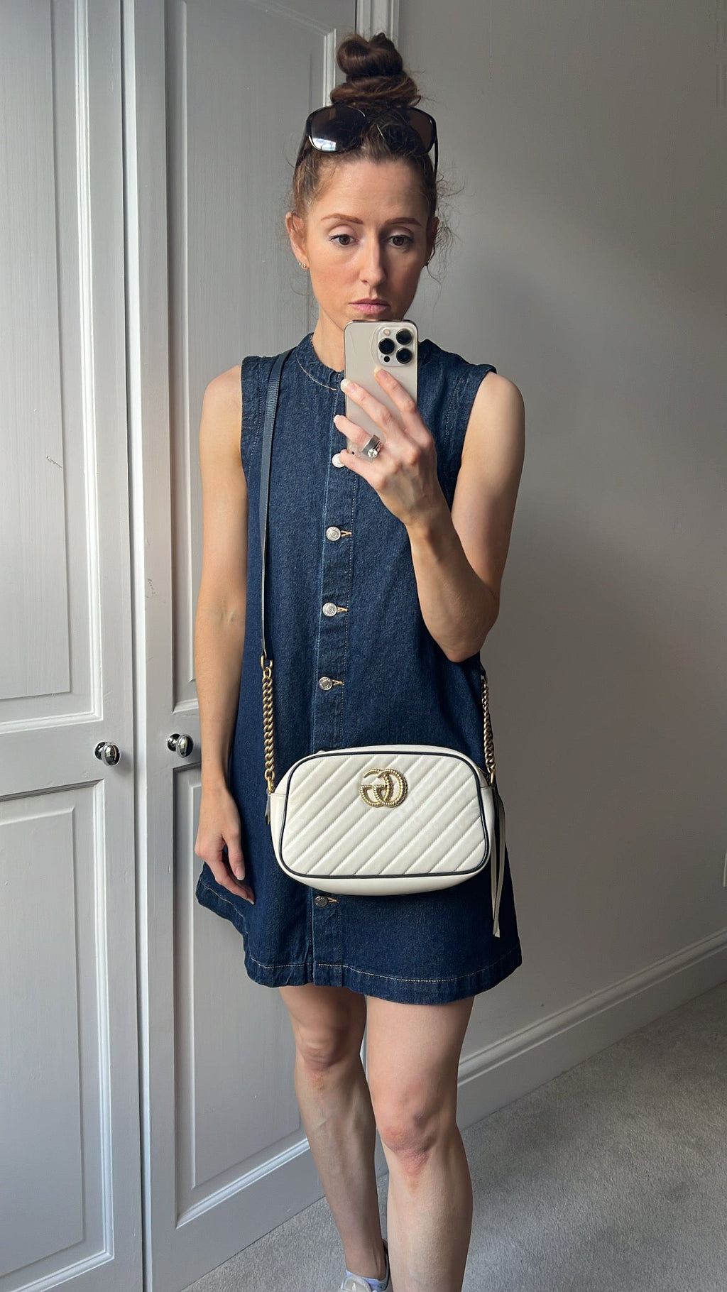 Gucci Torchon GG White Marmont Small Shoulder Bag