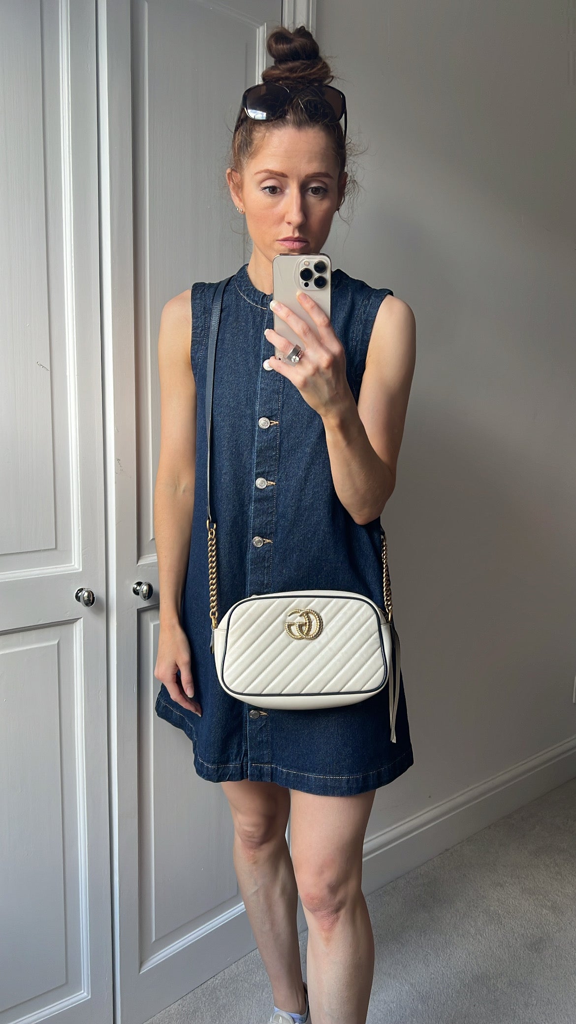 Gucci Torchon GG White Marmont Small Shoulder Bag