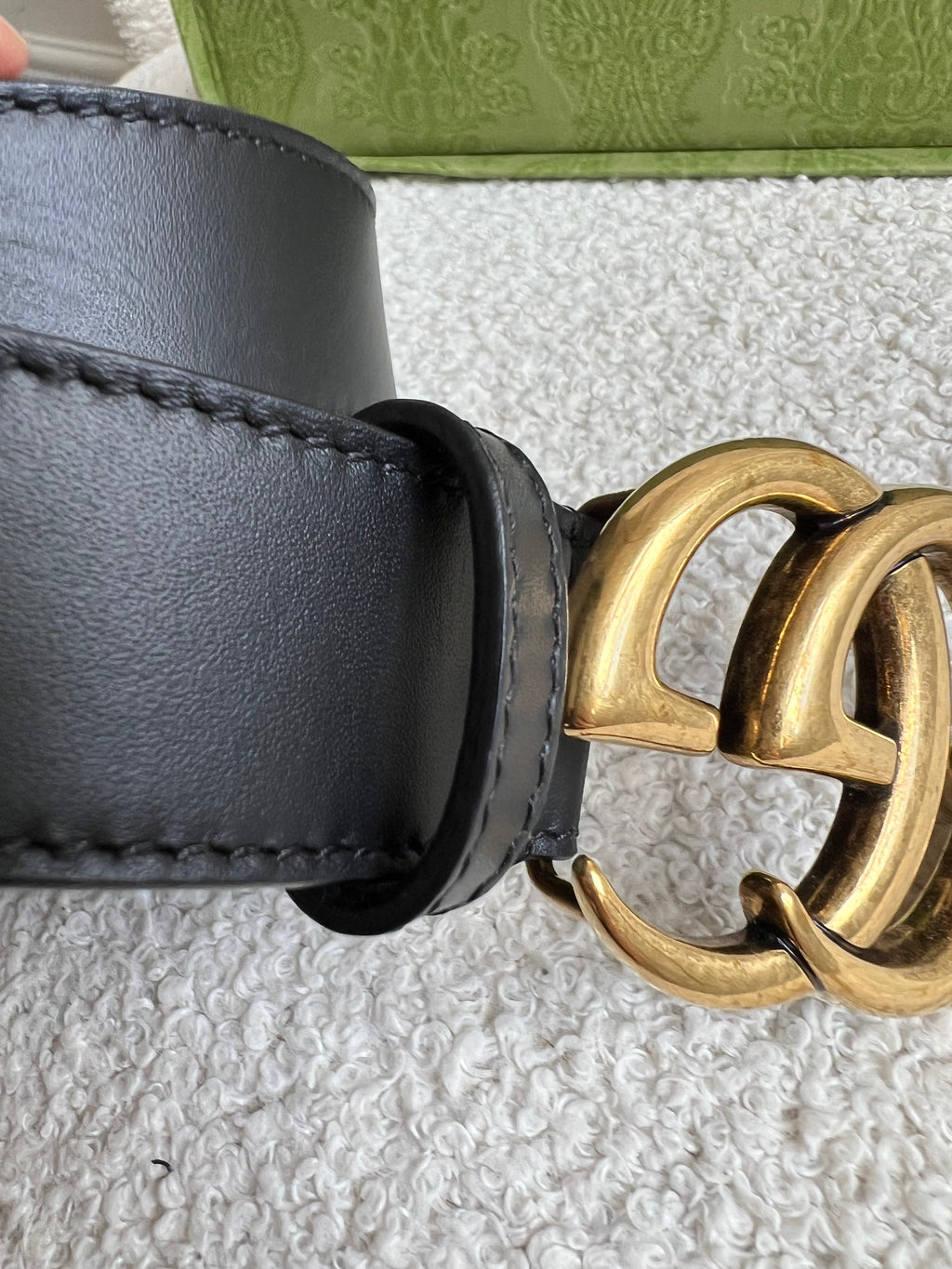 Gucci GG Marmont Black Leather Belt with Gold Buckle (RRP £395)