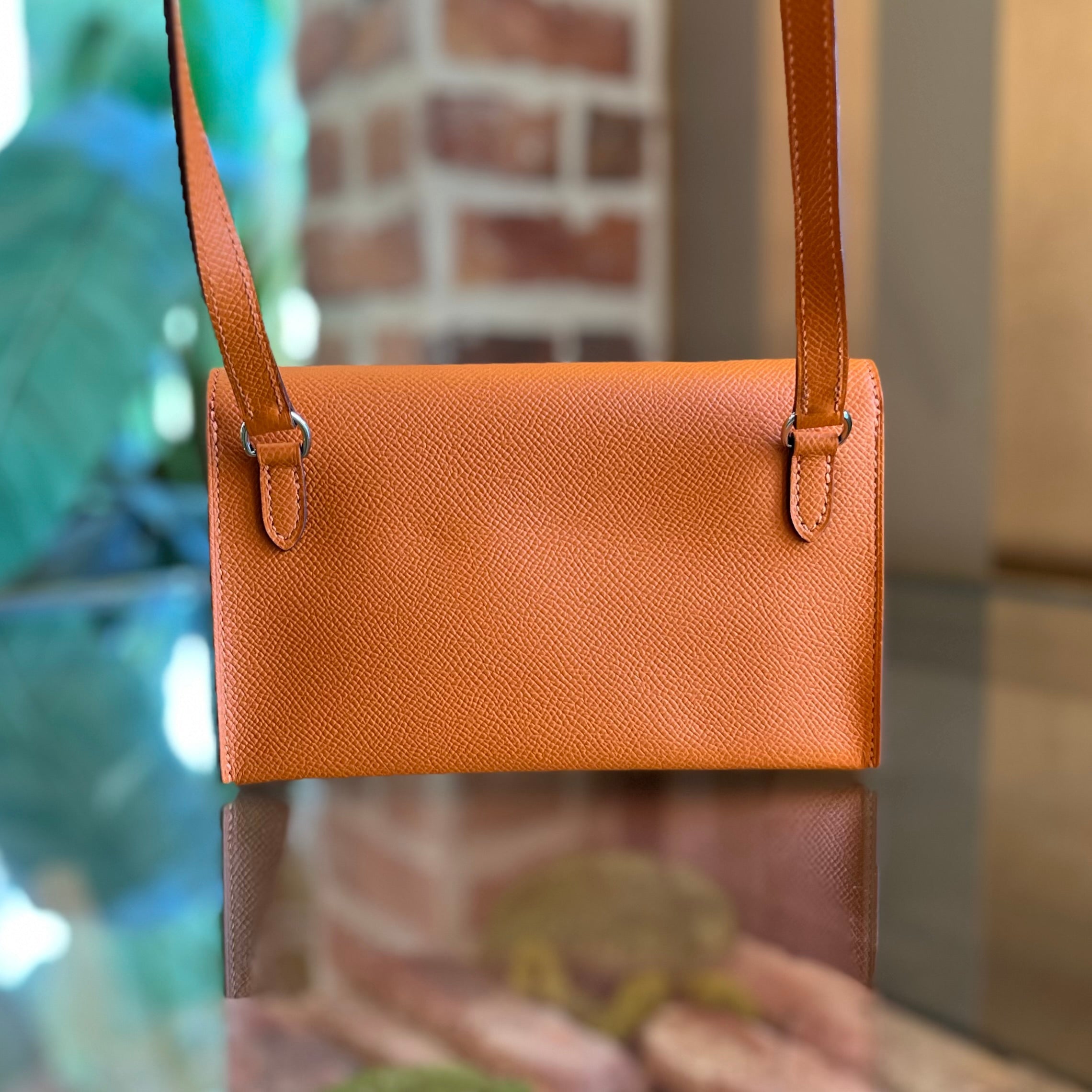 HERMES Hermesnap Orange Epsom Calfskin Shoulder Bag